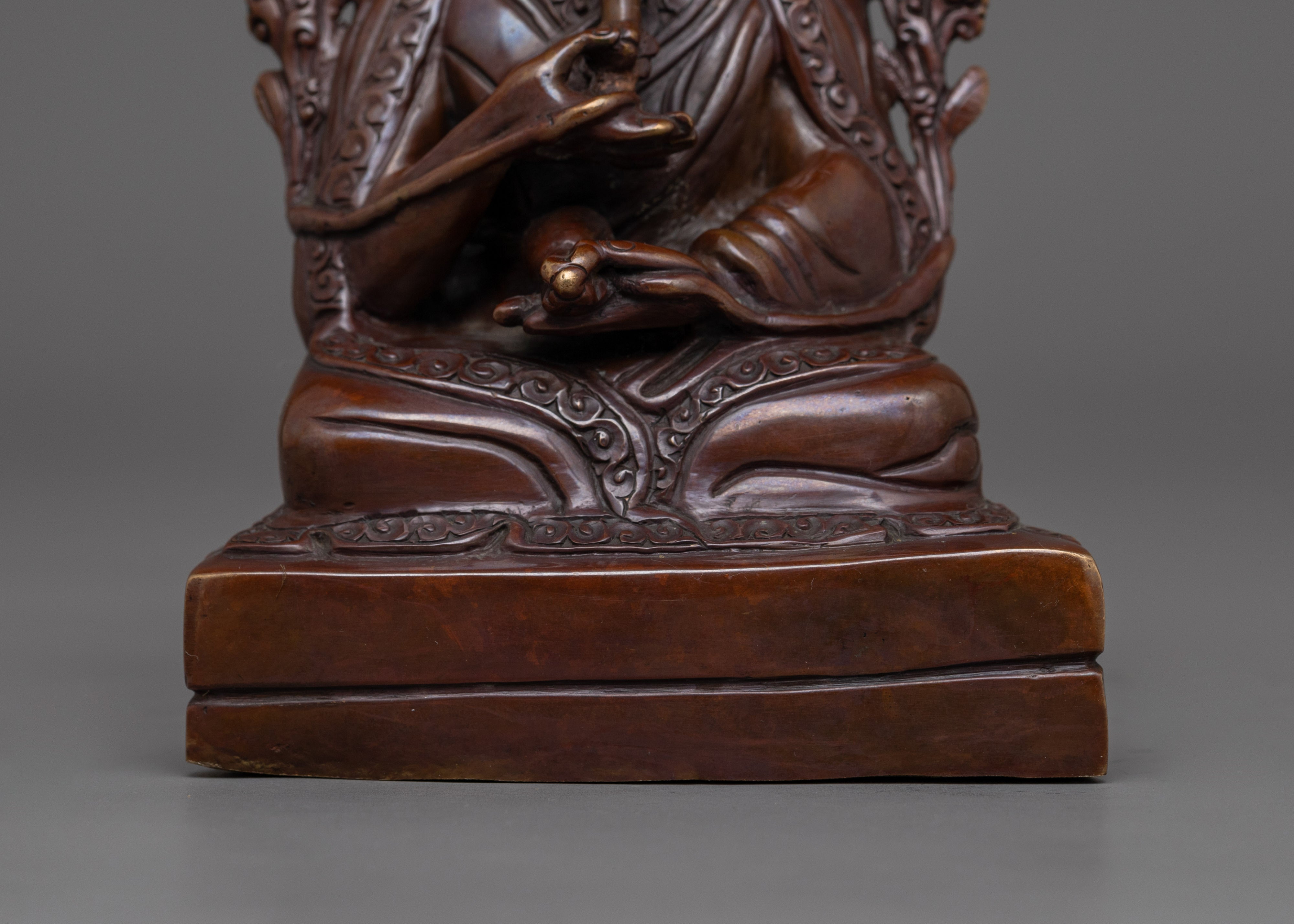 Tibetan Statue of Buddhist Master Karmapa | Oxidized Copper Body Statue