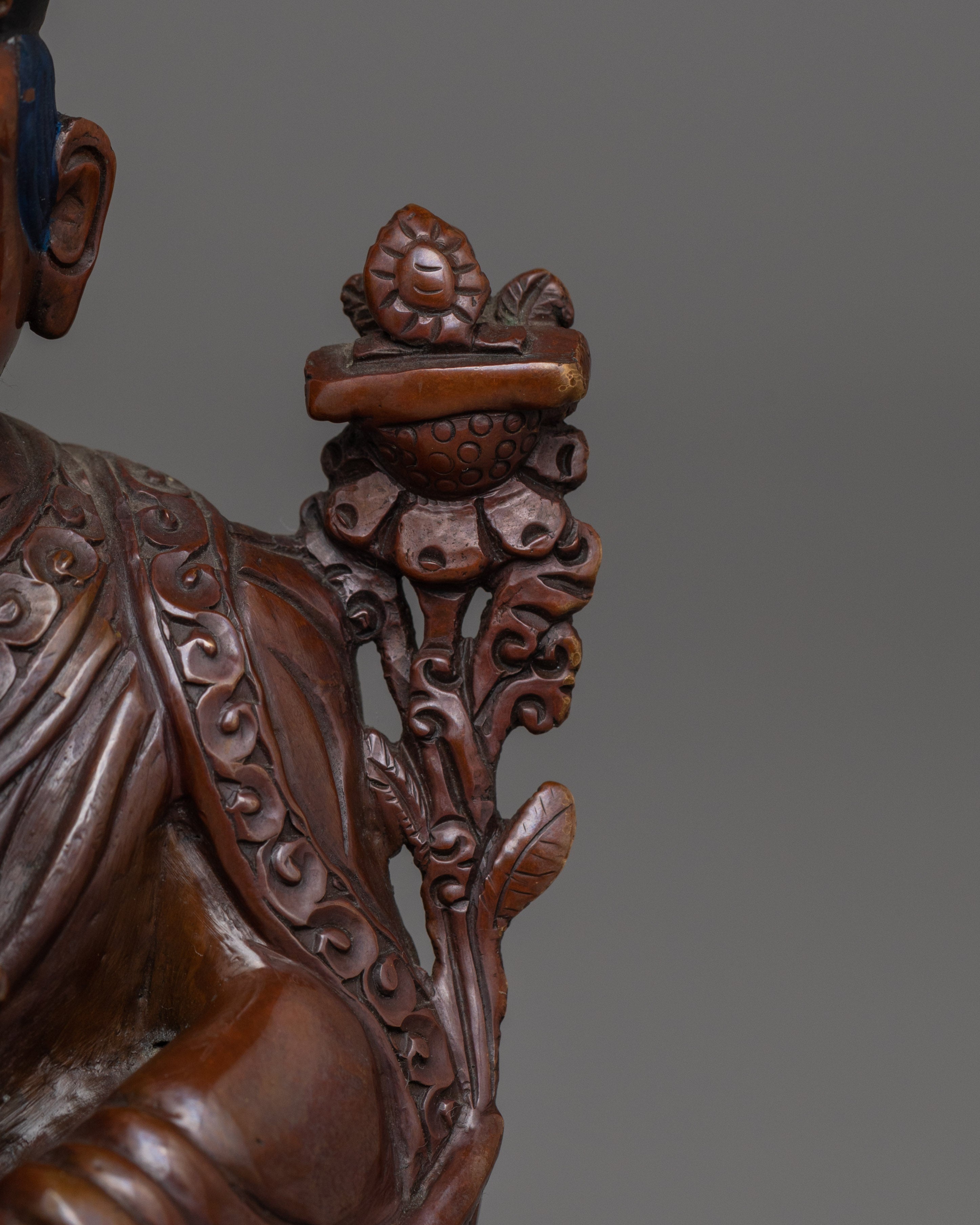 Tibetan Statue of Buddhist Master Karmapa | Oxidized Copper Body Statue