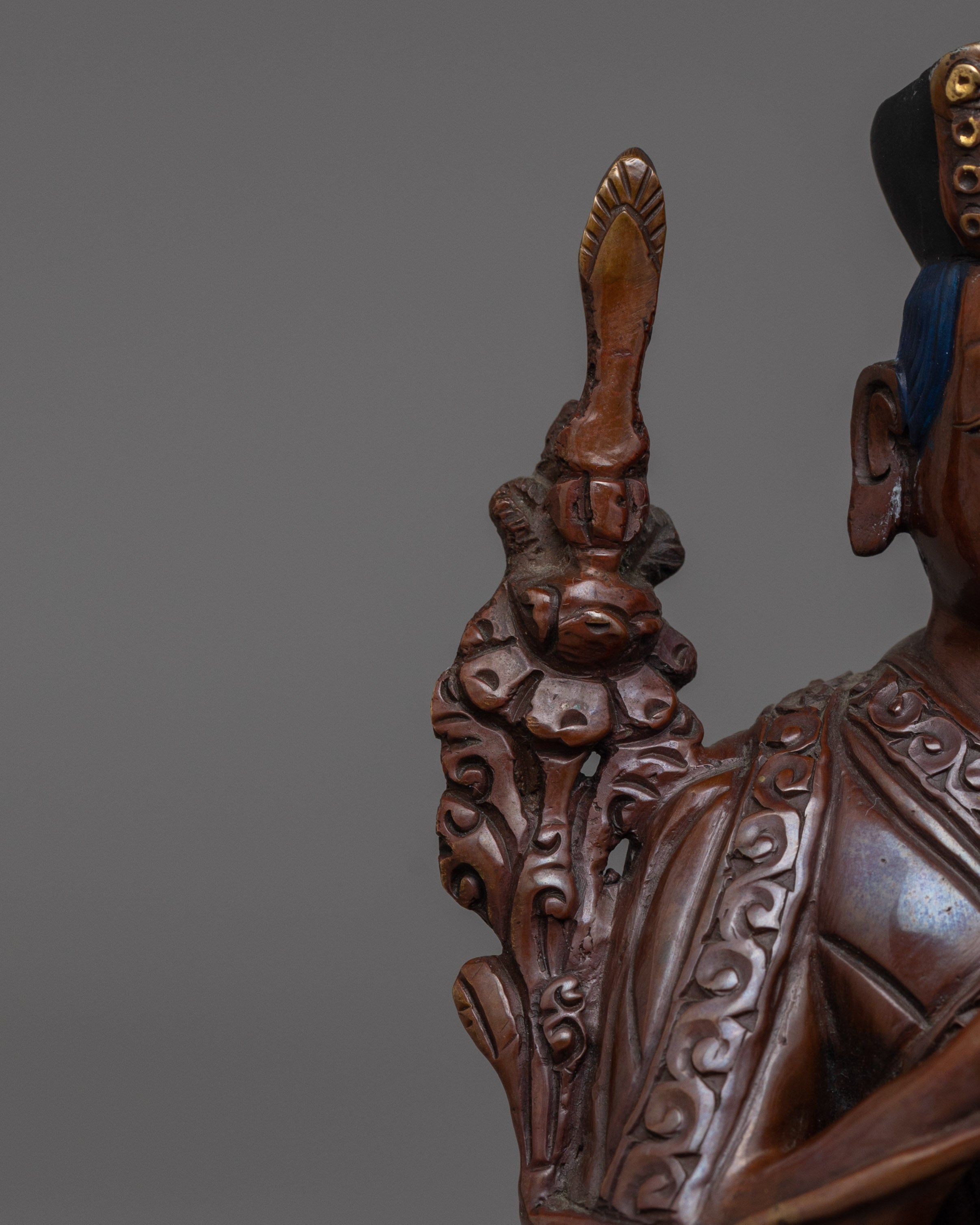 Tibetan Statue of Buddhist Master Karmapa | Oxidized Copper Body Statue