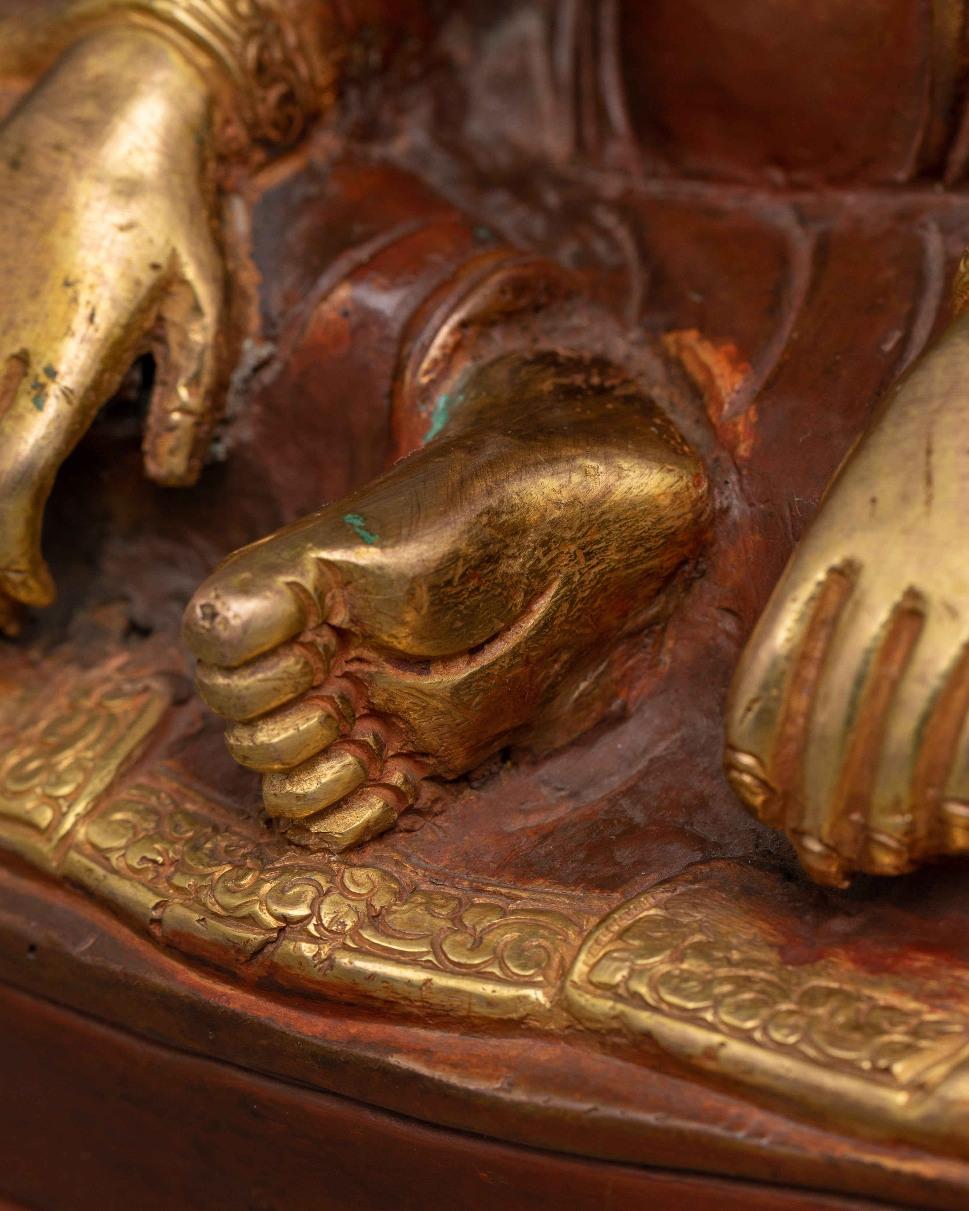 24K Gold Gilded Marpha Statue | Tibetan Wisdom Deity