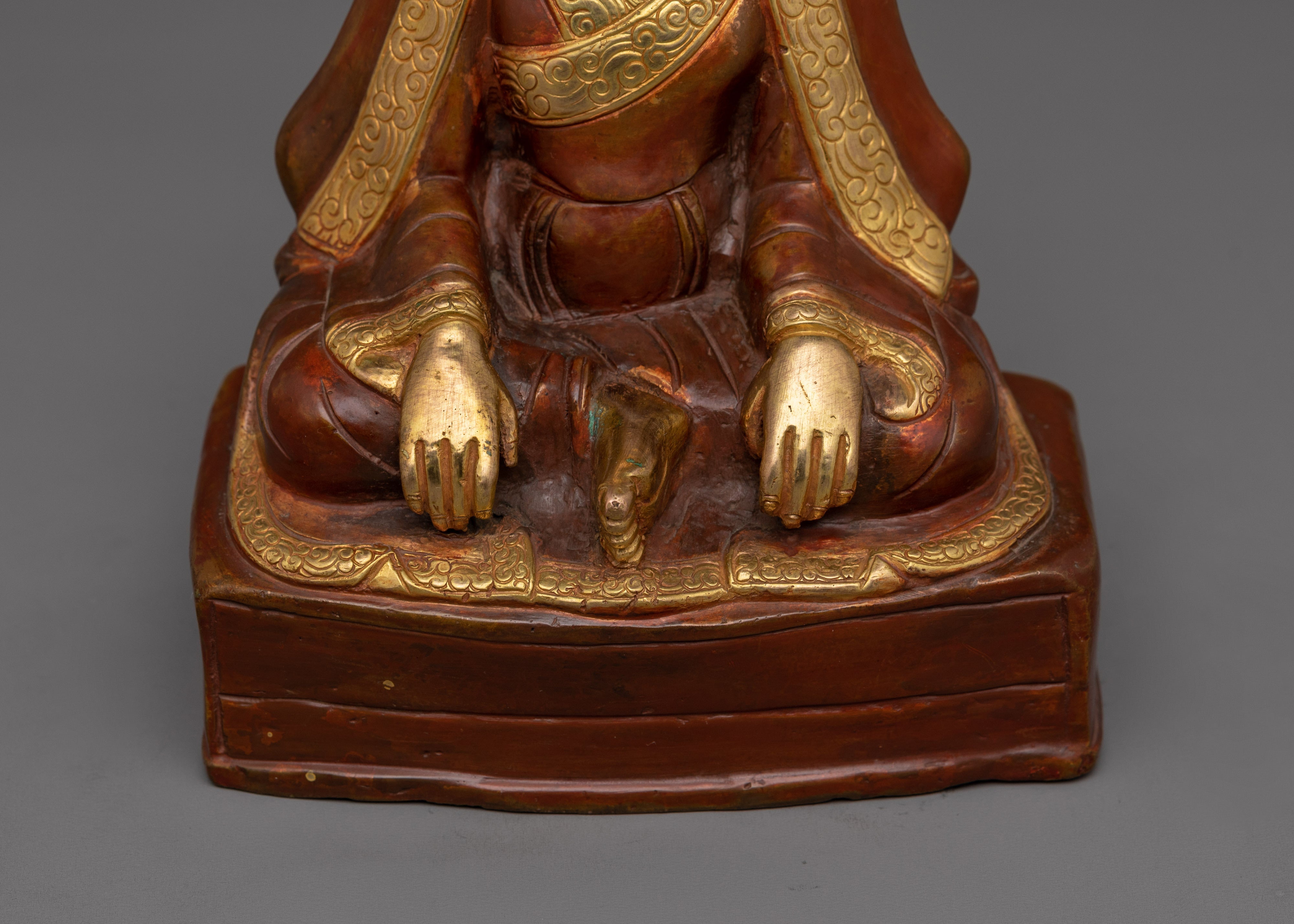 24K Gold Gilded Marpha Statue | Tibetan Wisdom Deity