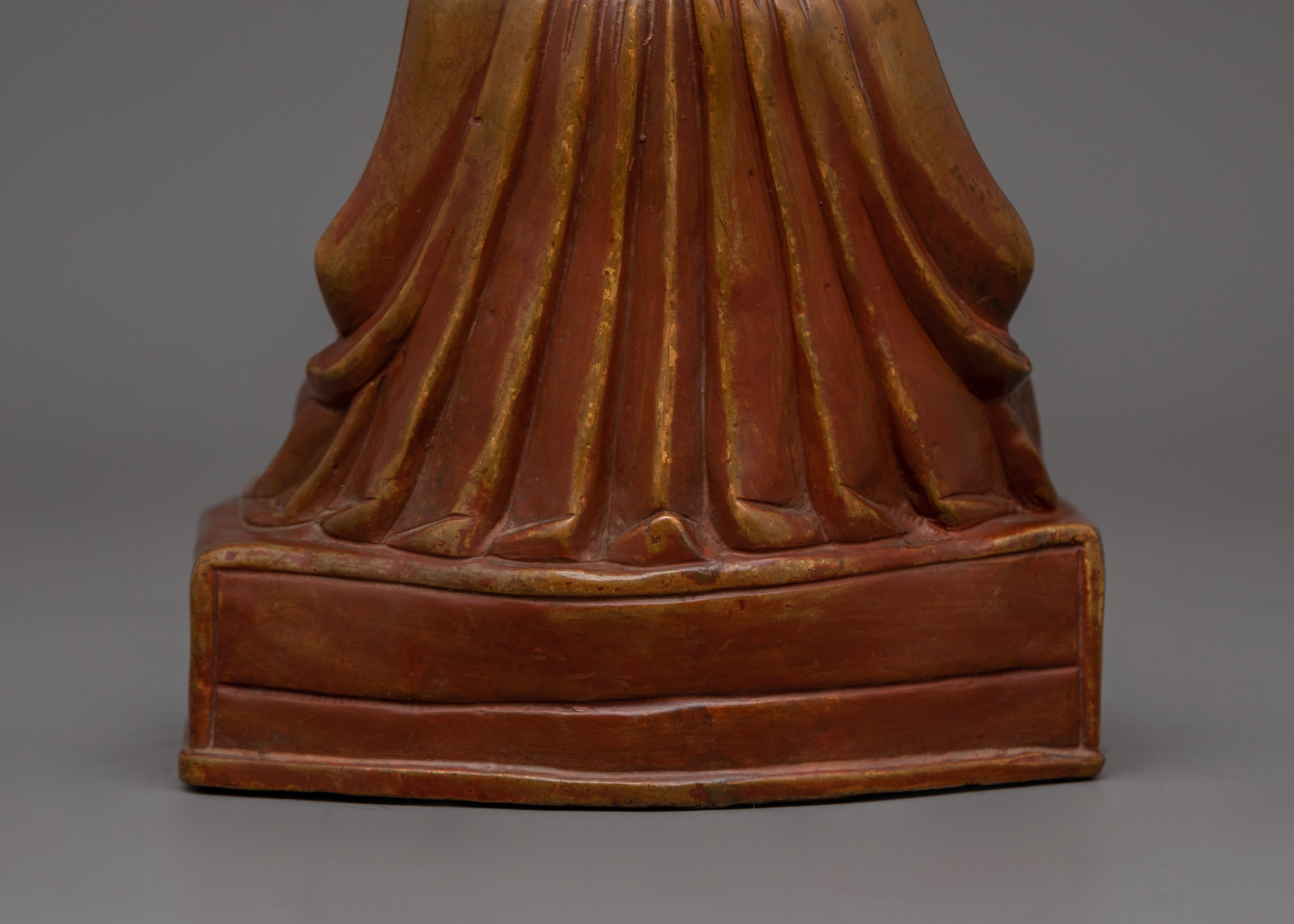 24K Gold Gilded Marpha Statue | Tibetan Wisdom Deity