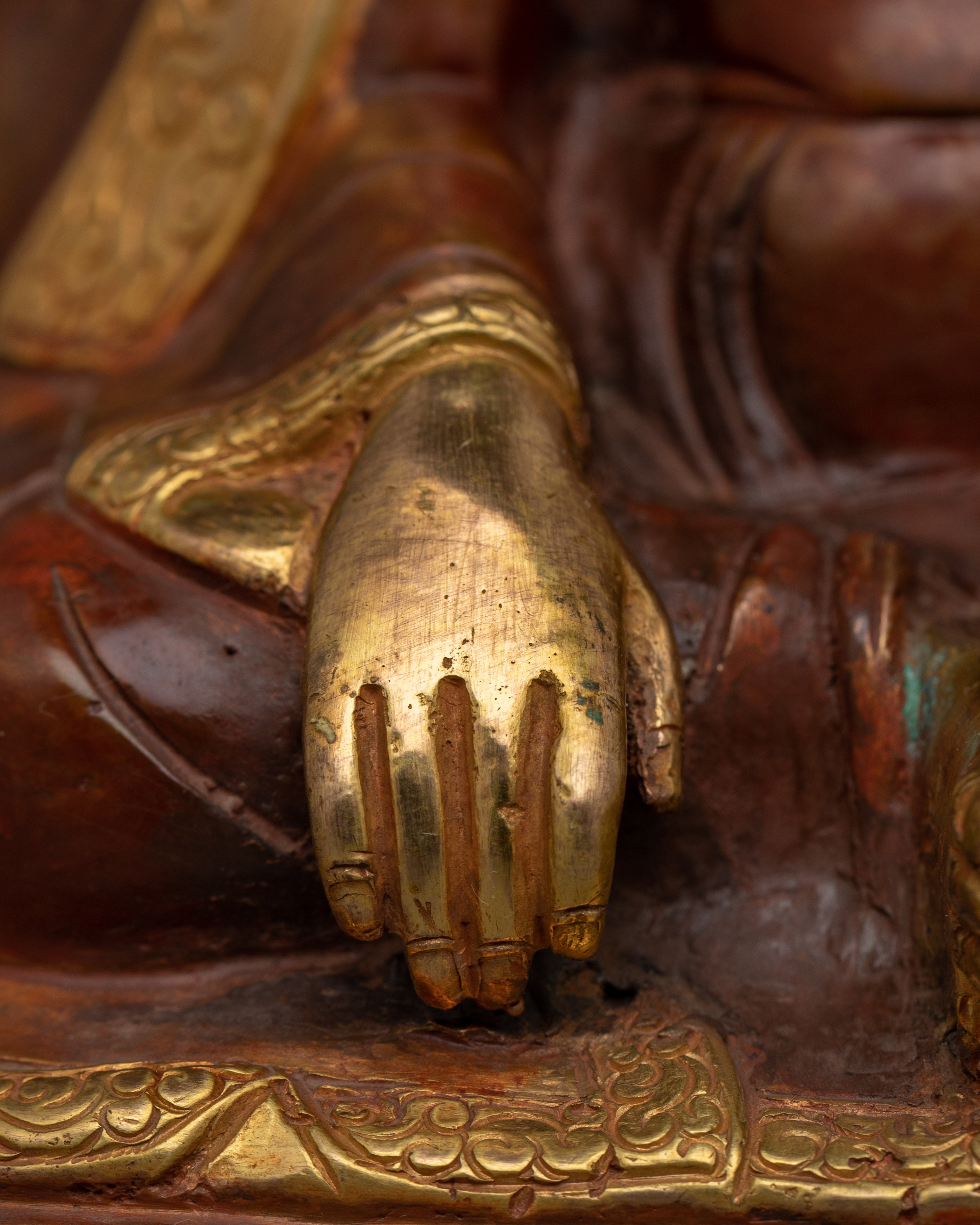 24K Gold Gilded Marpha Statue | Tibetan Wisdom Deity