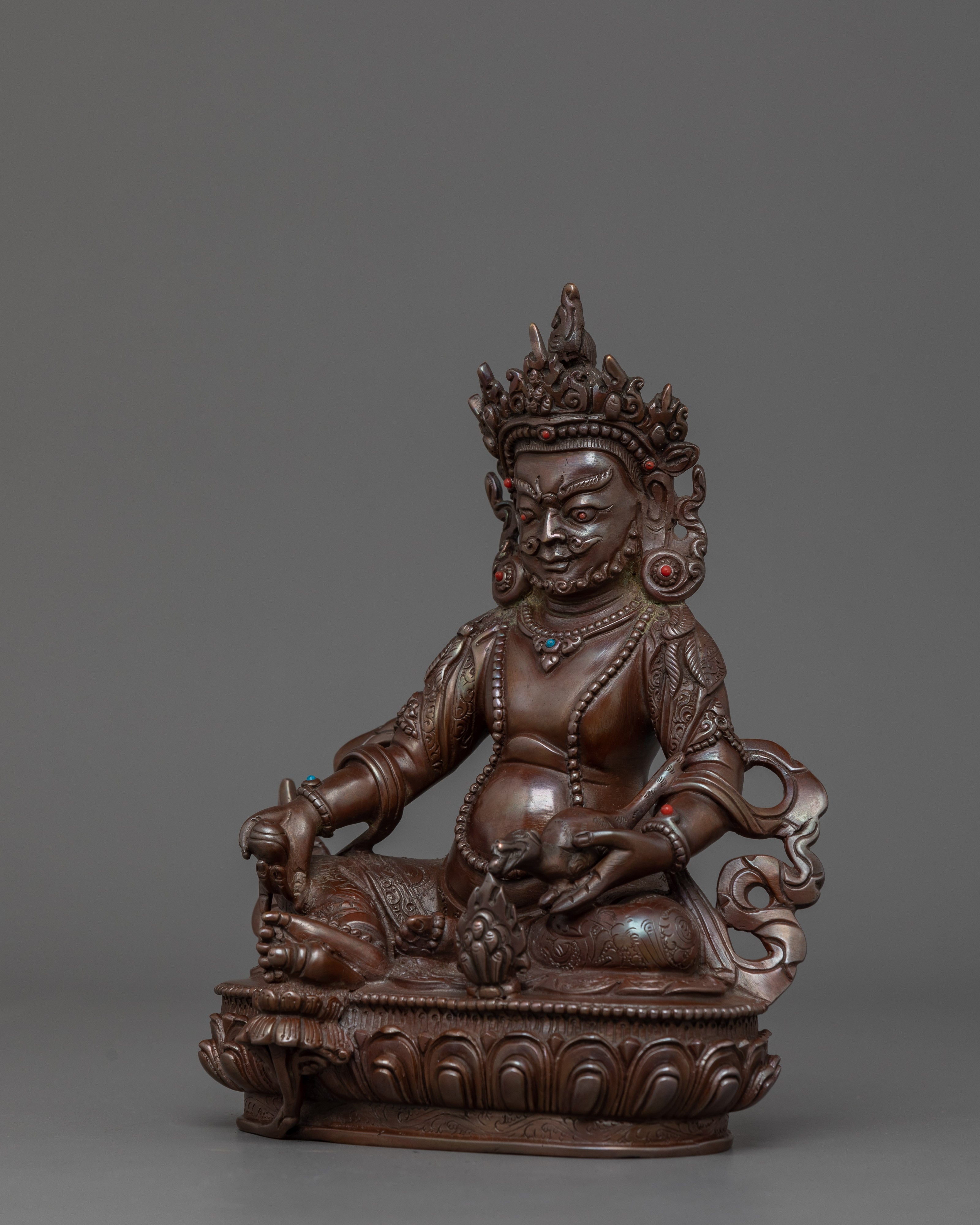 Dzambhala with Oxidized Body Statue | Bring Wealth and Prosperity