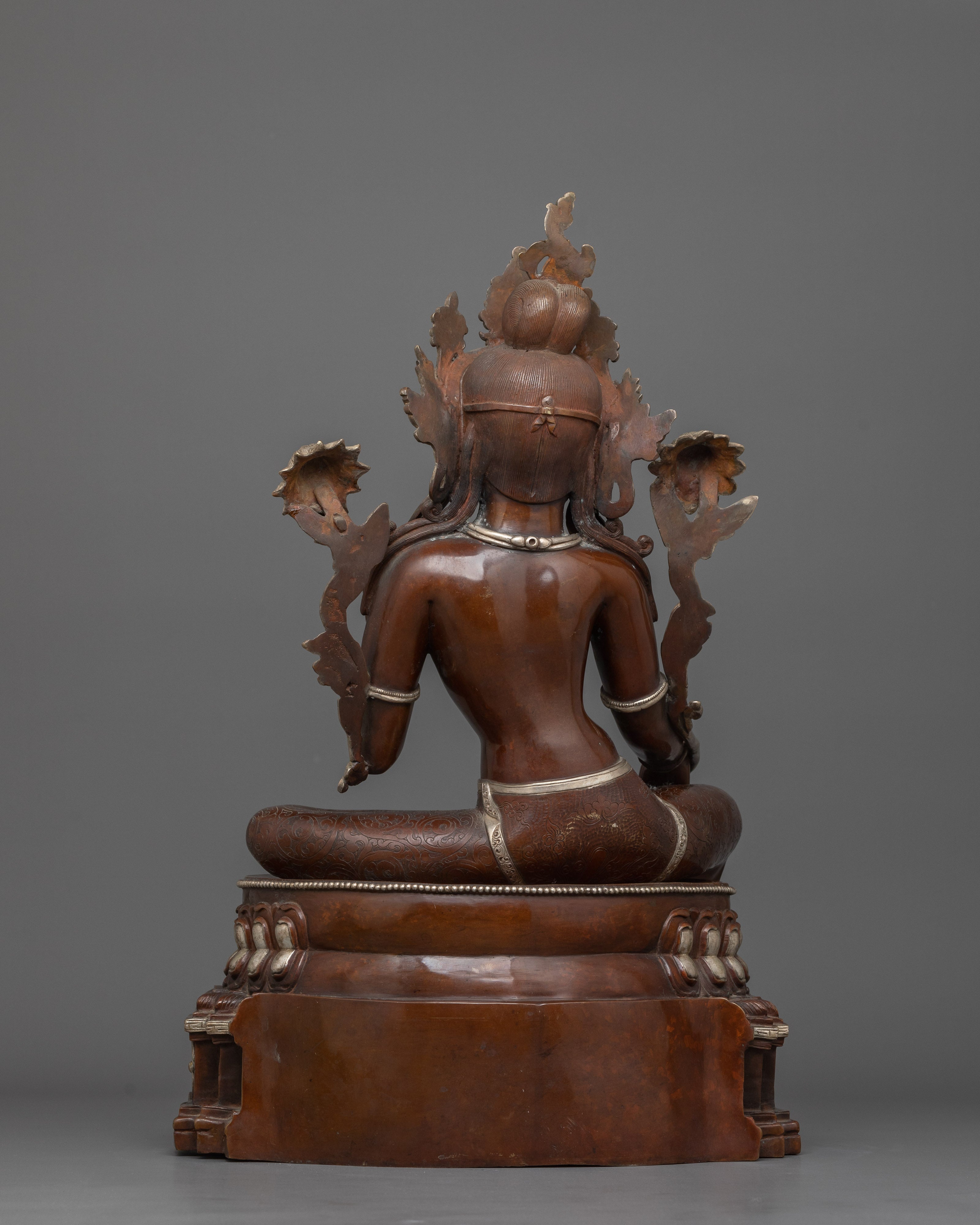 Helping Goddess Green Tara Statue | Silver Plated Mother Goddess