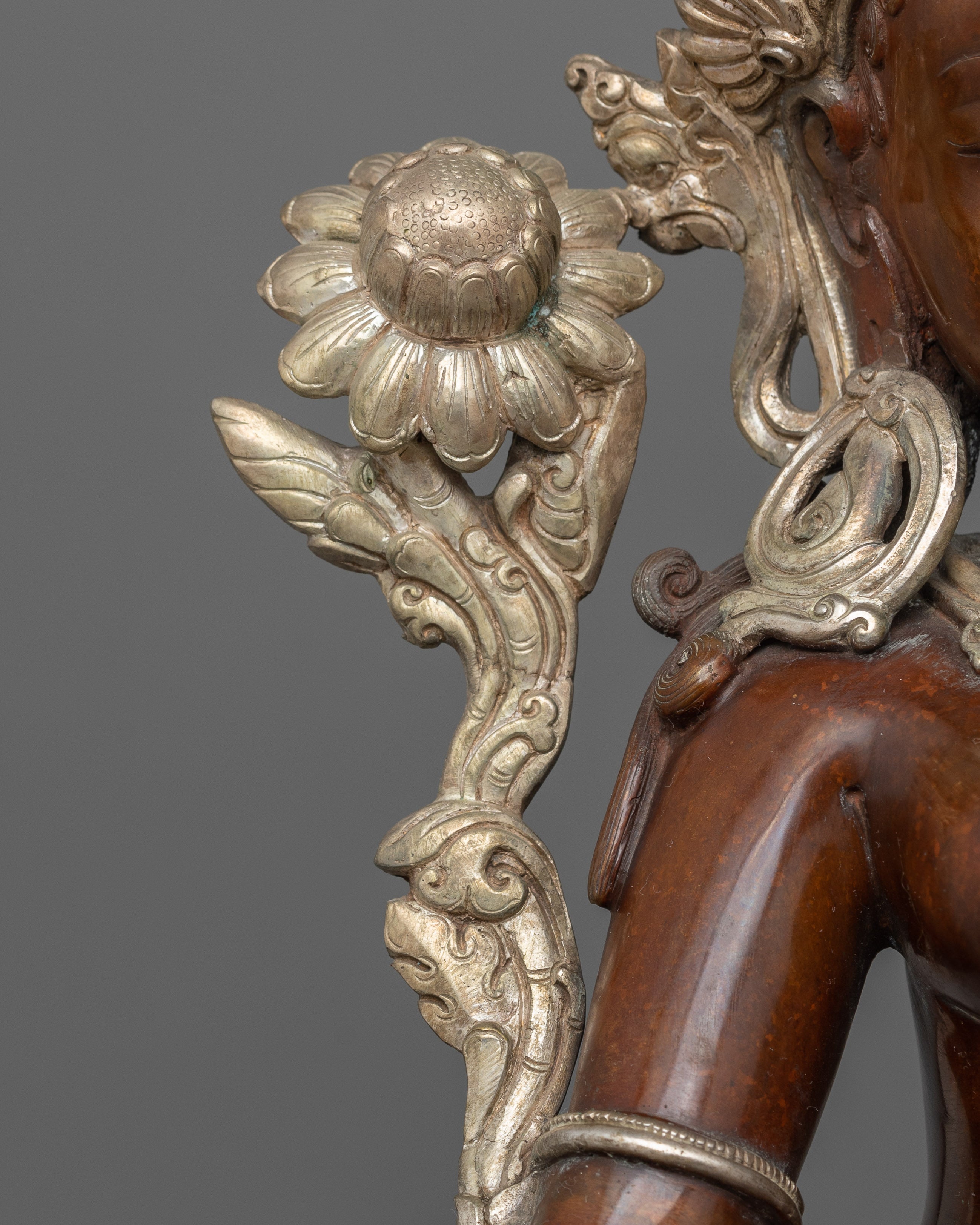 Helping Goddess Green Tara Statue | Silver Plated Mother Goddess