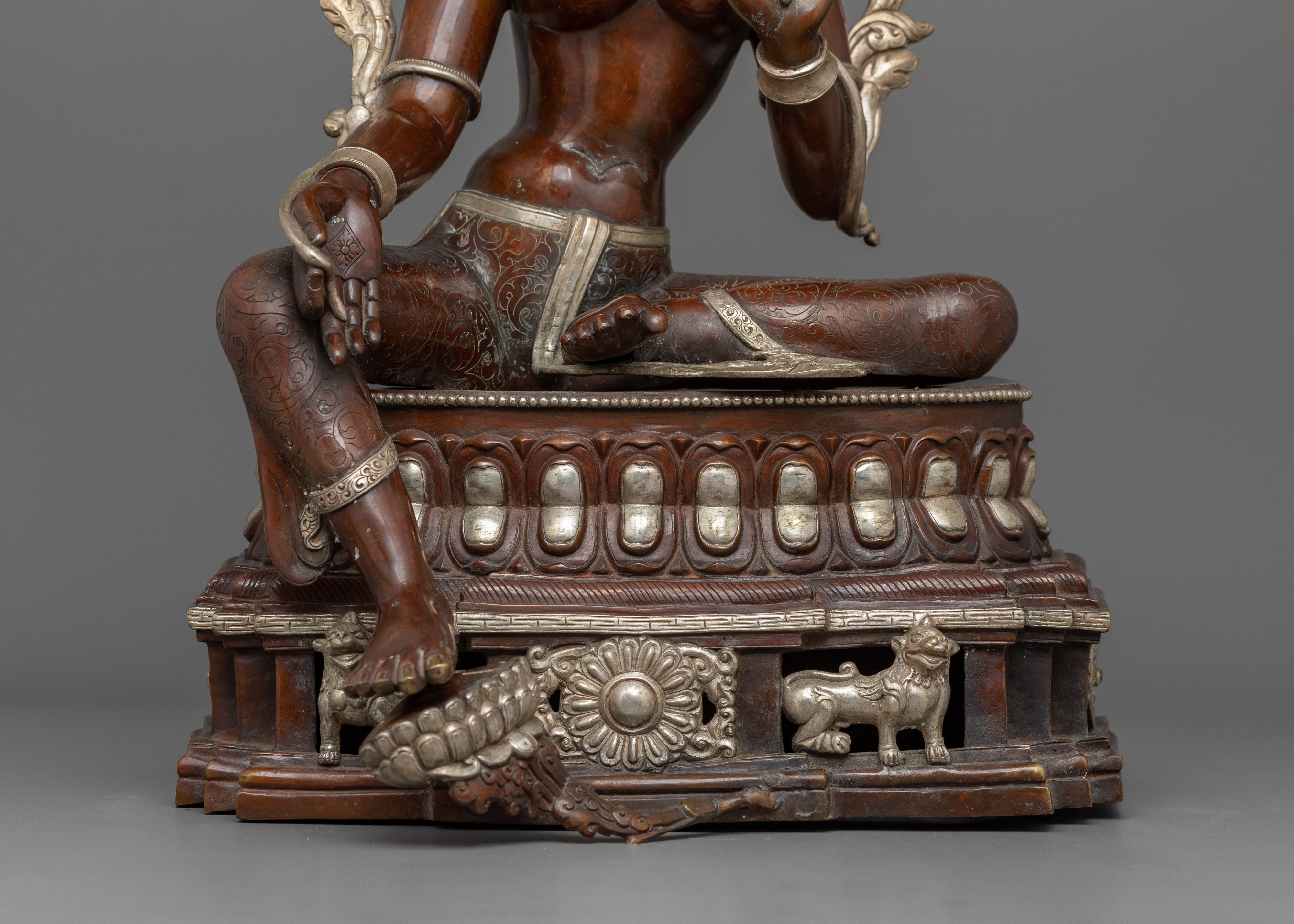 Helping Goddess Green Tara Statue | Silver Plated Mother Goddess