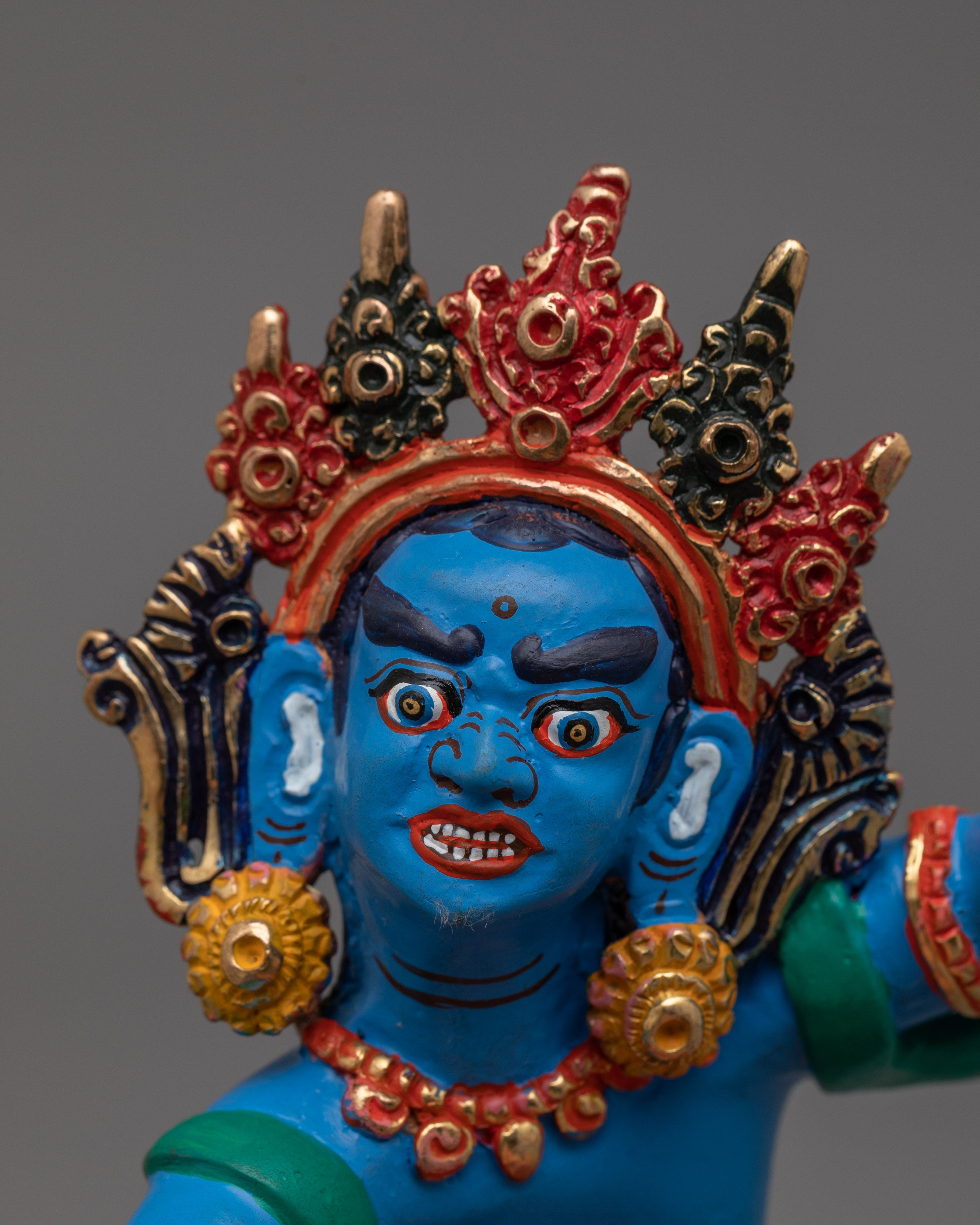 Green Dzambhala with beautiful consort Statue | Also Known as Wealth Deity