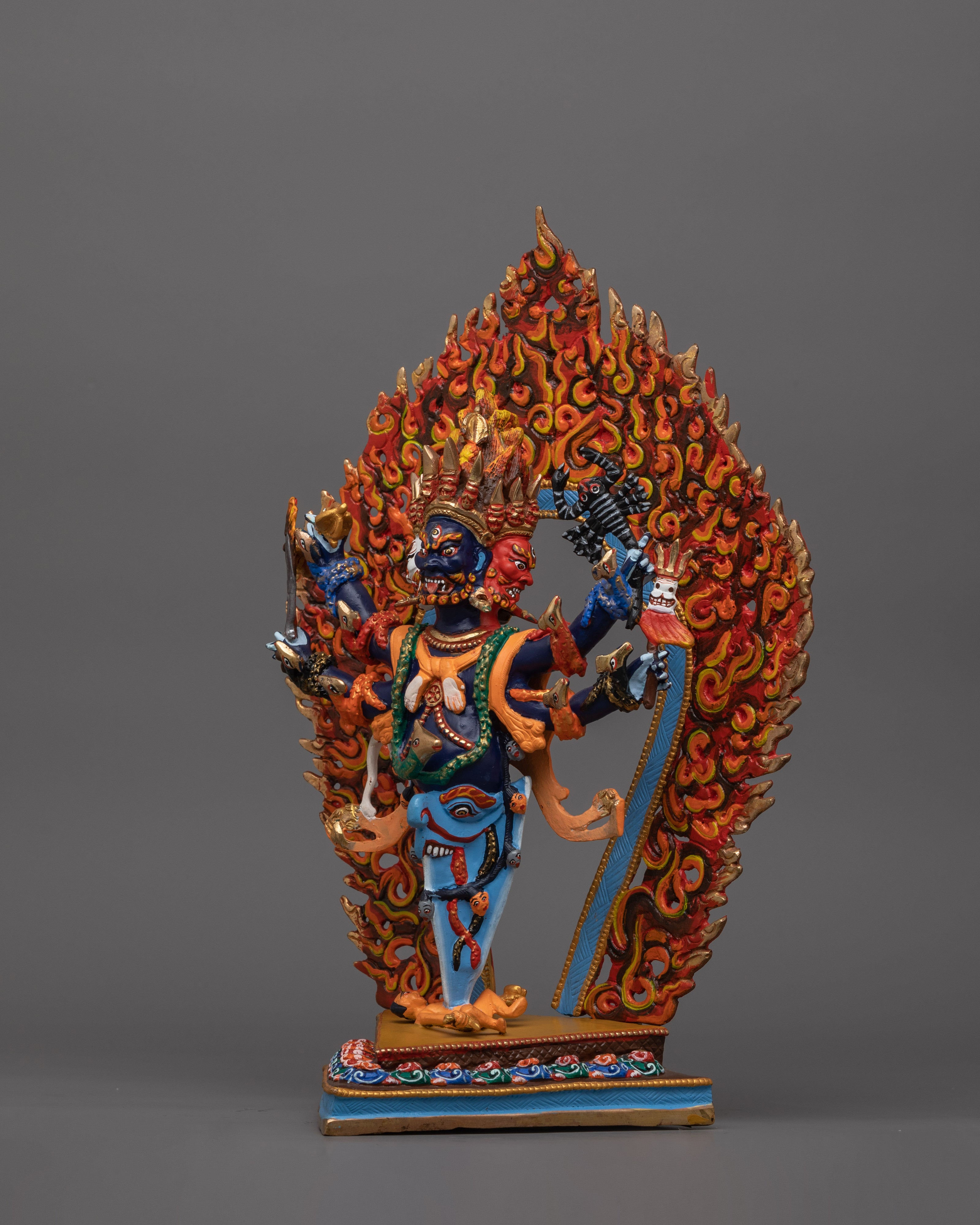 Three Head Guru Dragpo Statue | Beautiful Acrylic Painting