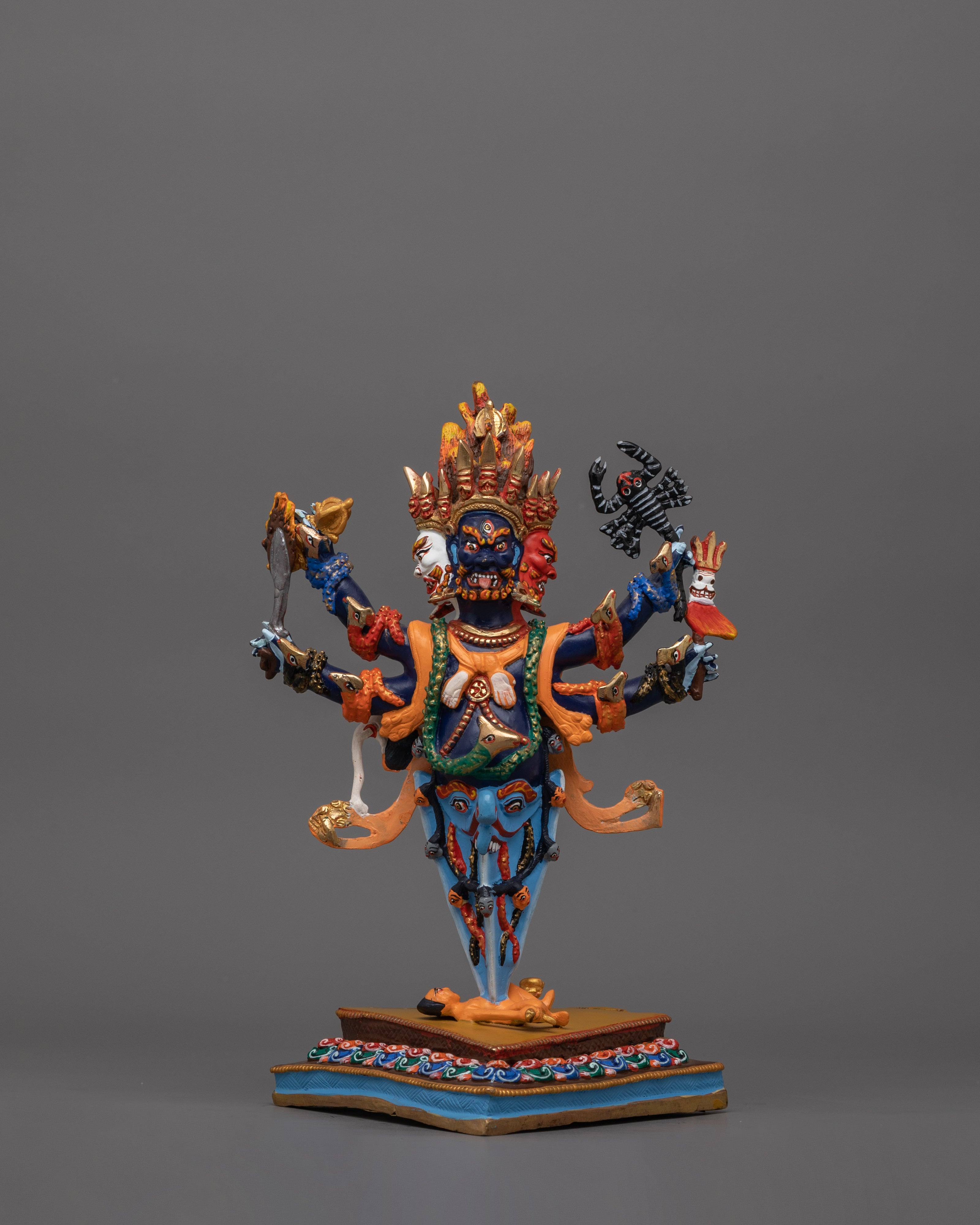 Three Head Guru Dragpo Statue | Beautiful Acrylic Painting