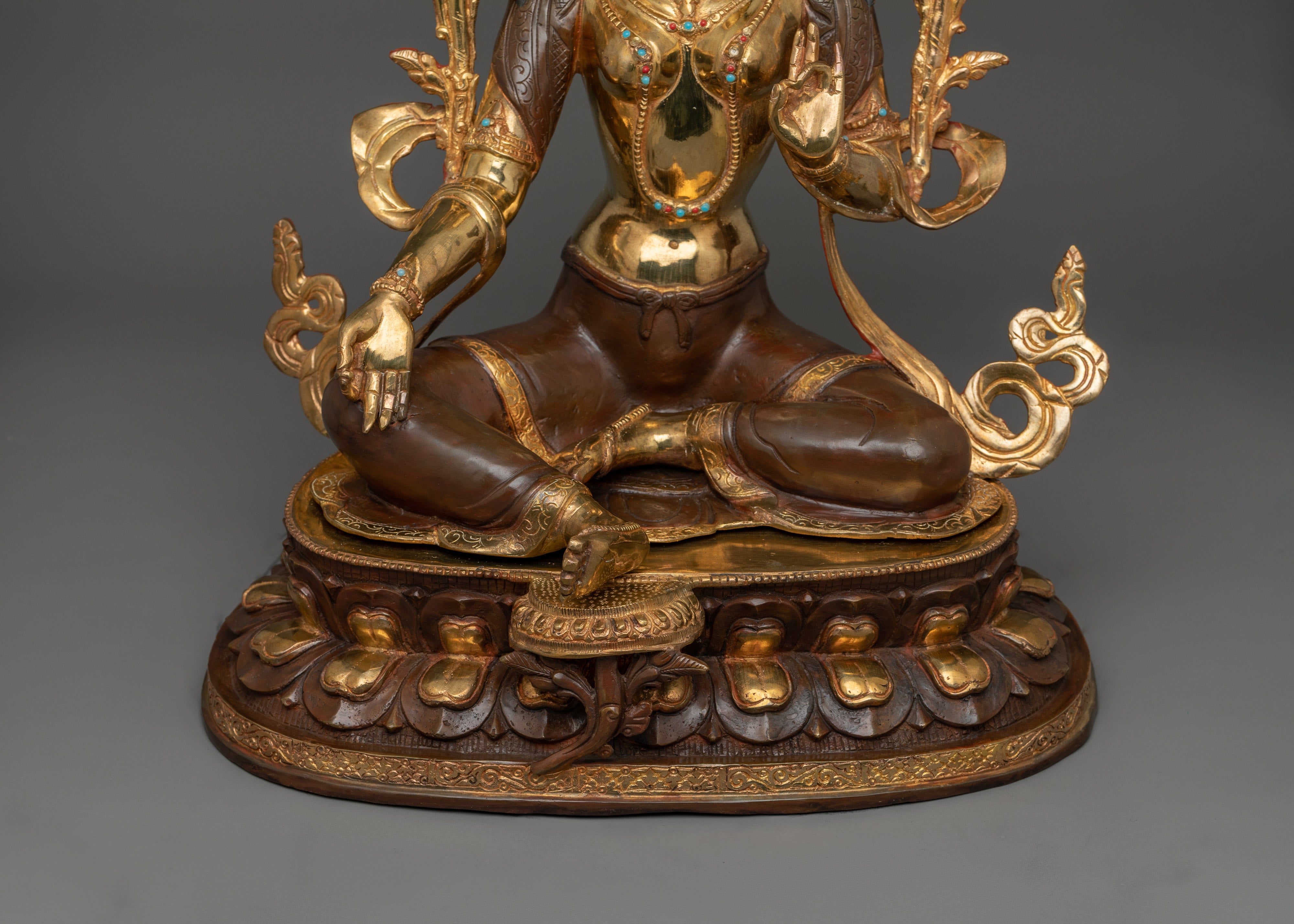 Tibetan Sculpture of Green Tara | Goddess of Compassion and Spiritual Protection