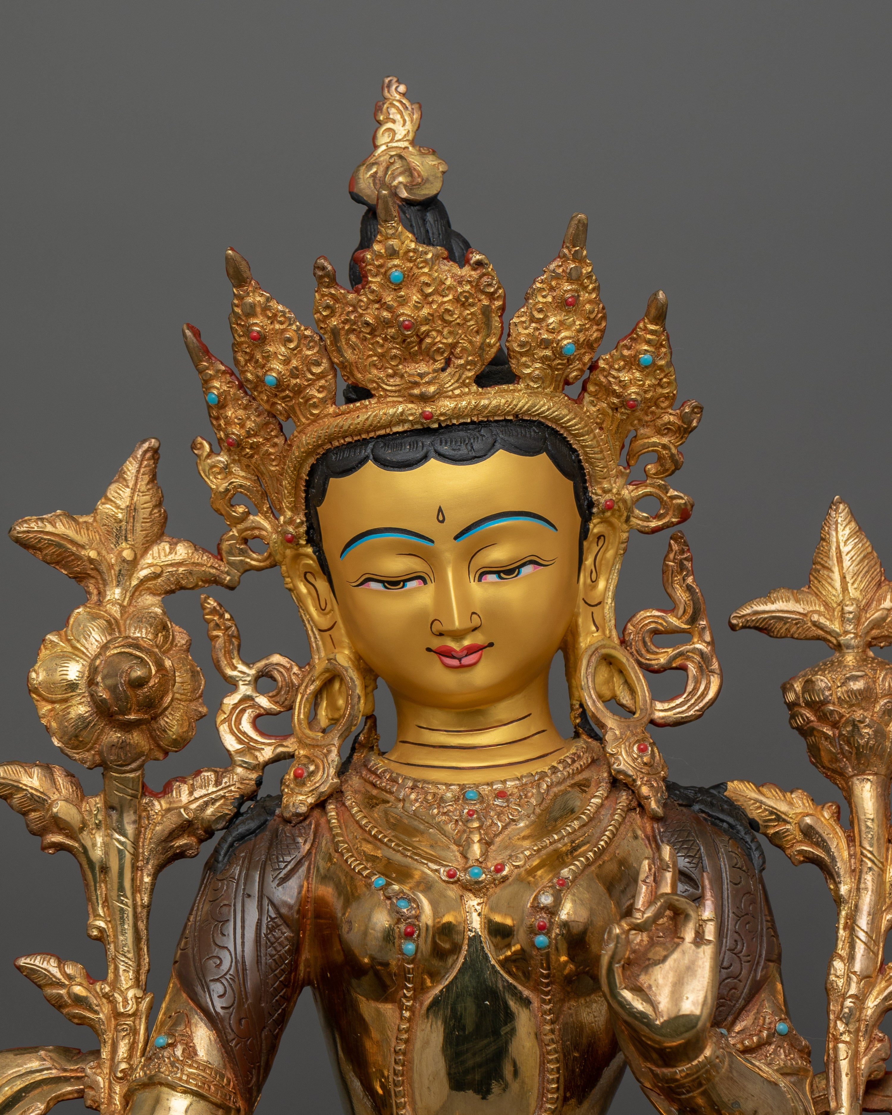 Tibetan Sculpture of Green Tara | Goddess of Compassion and Spiritual Protection