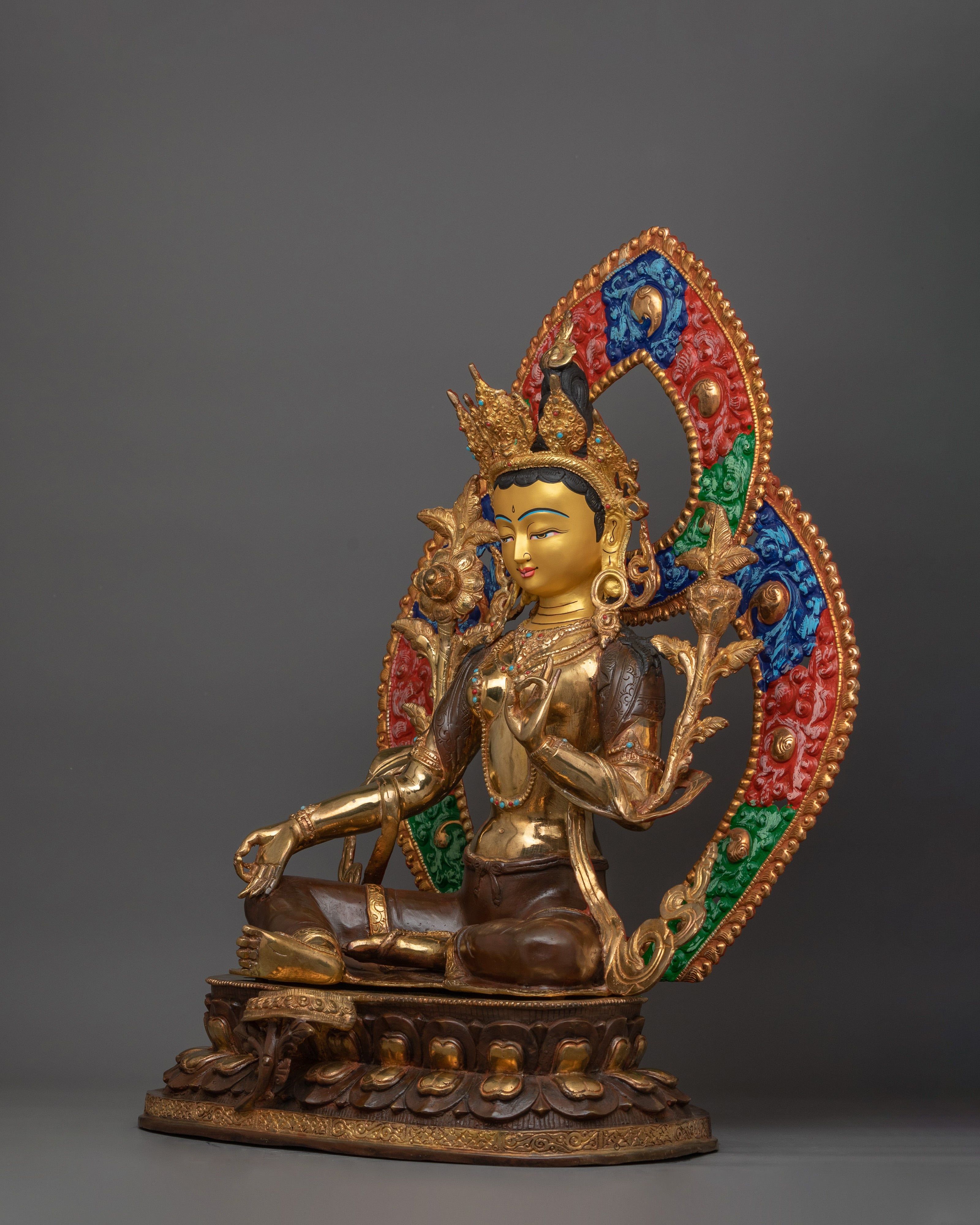 Tibetan Sculpture of Green Tara | Goddess of Compassion and Spiritual Protection