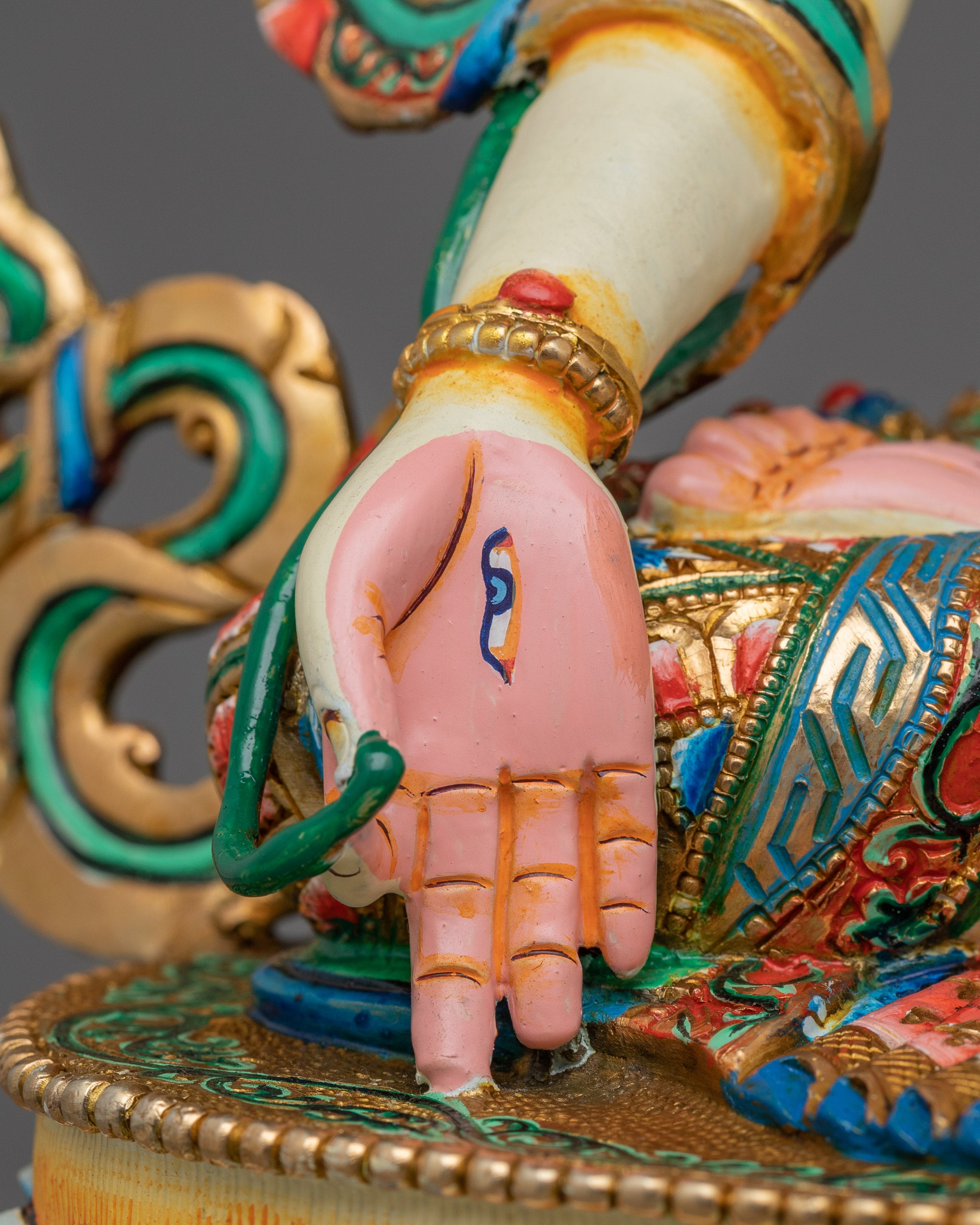 Tibetan Figurine of Seven Eyes Deity White Tara | Goddess of Healing and Protection