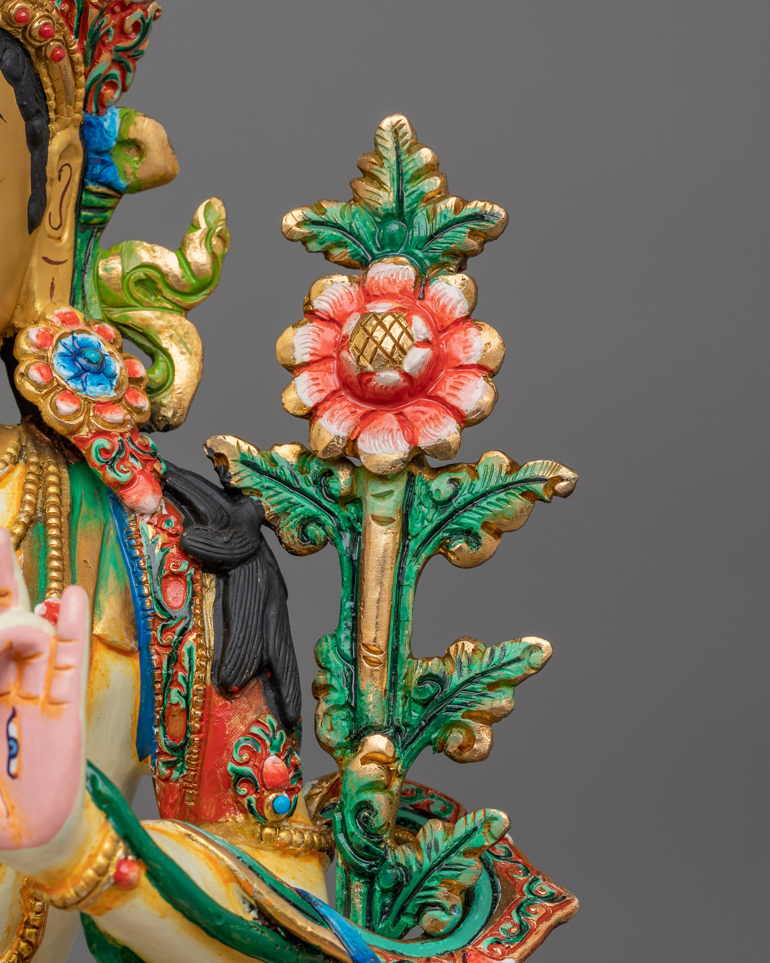 Tibetan Figurine of Seven Eyes Deity White Tara | Goddess of Healing and Protection