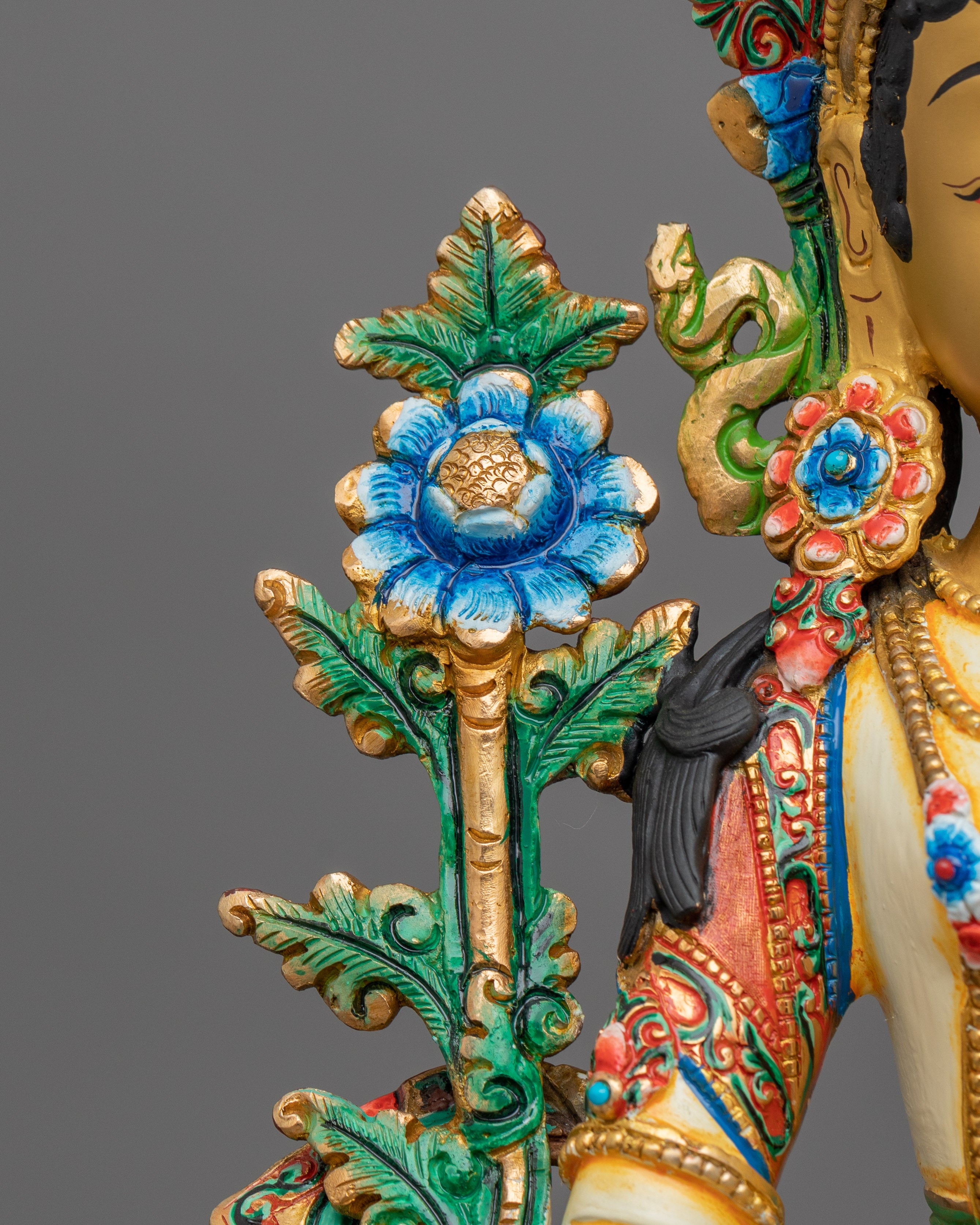 Tibetan Figurine of Seven Eyes Deity White Tara | Goddess of Healing and Protection