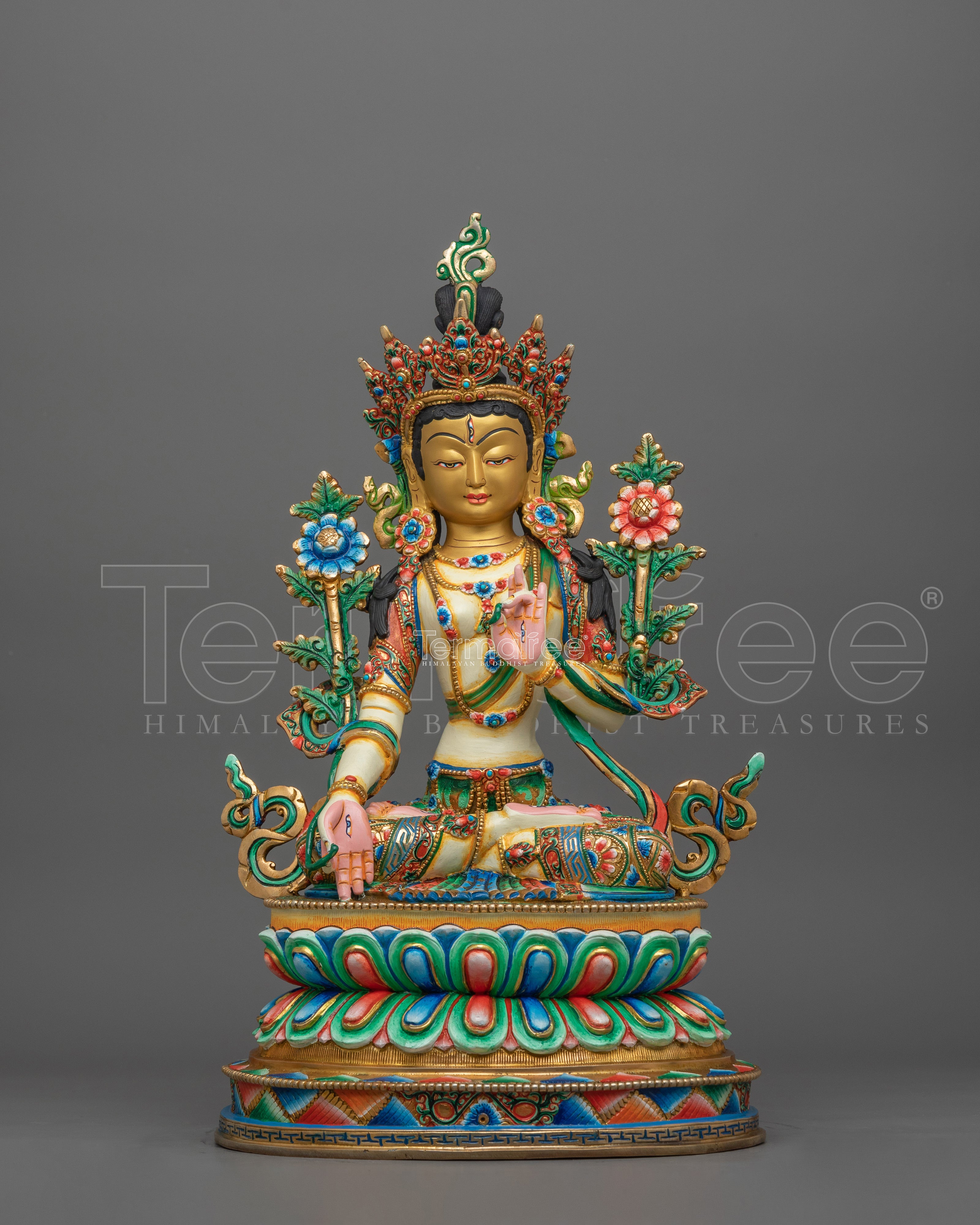 Tibetan Figurine of Seven Eyes Deity White Tara | Goddess of Healing and Protection