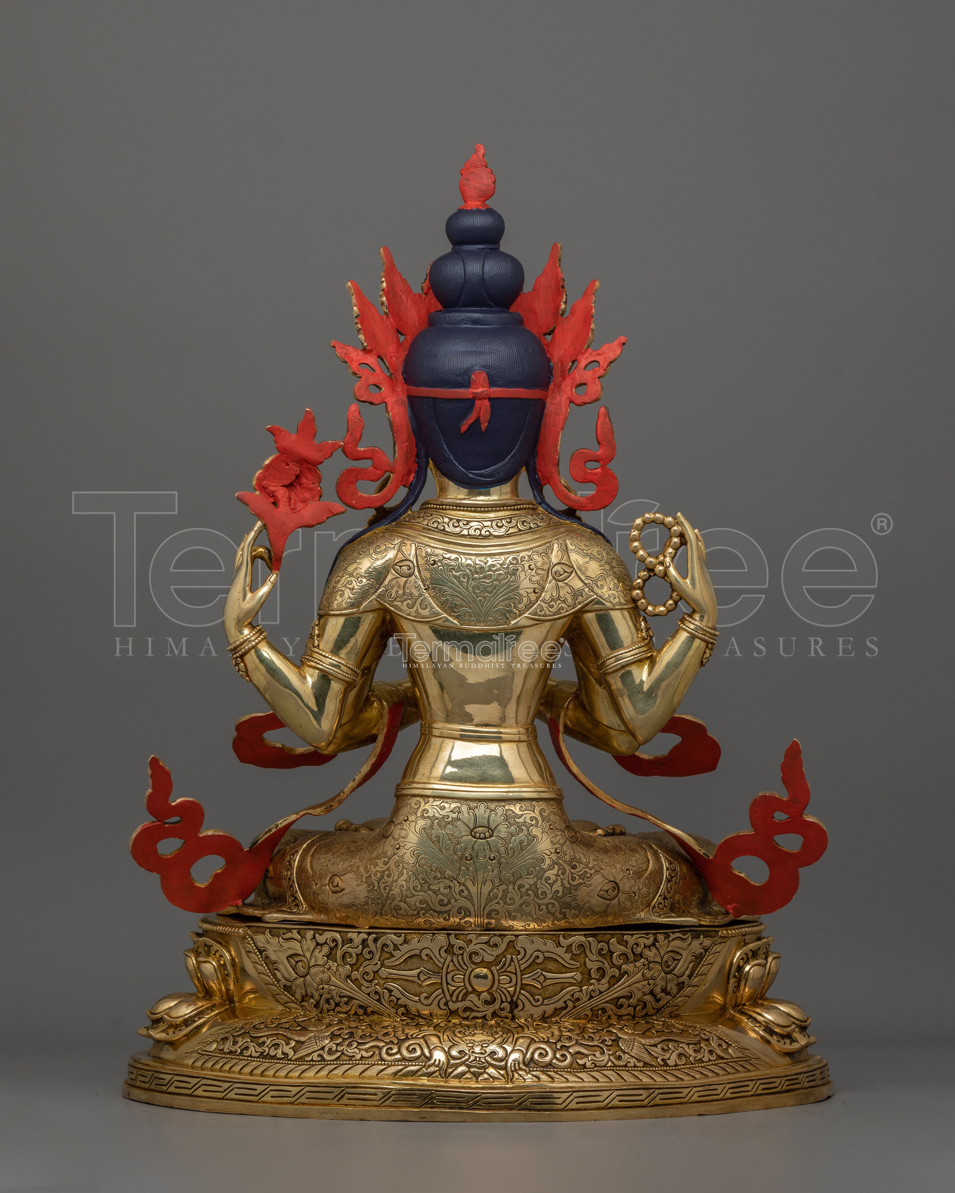 Meditating Four-Armed Chenrezig Statue | Tibetan Buddha of Compassion and Healing