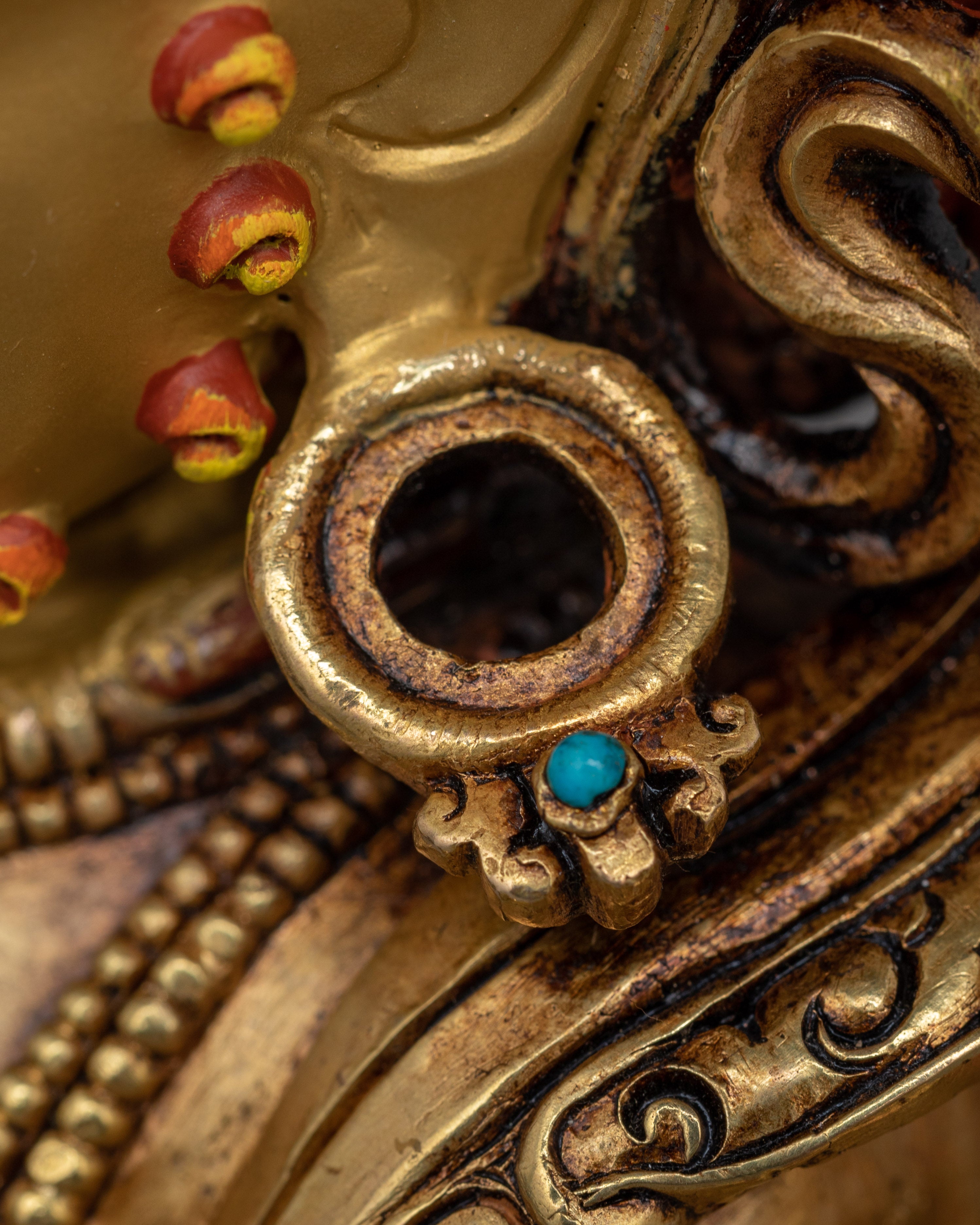 Golden White Mahakala Statue | Tibetan Sculpture