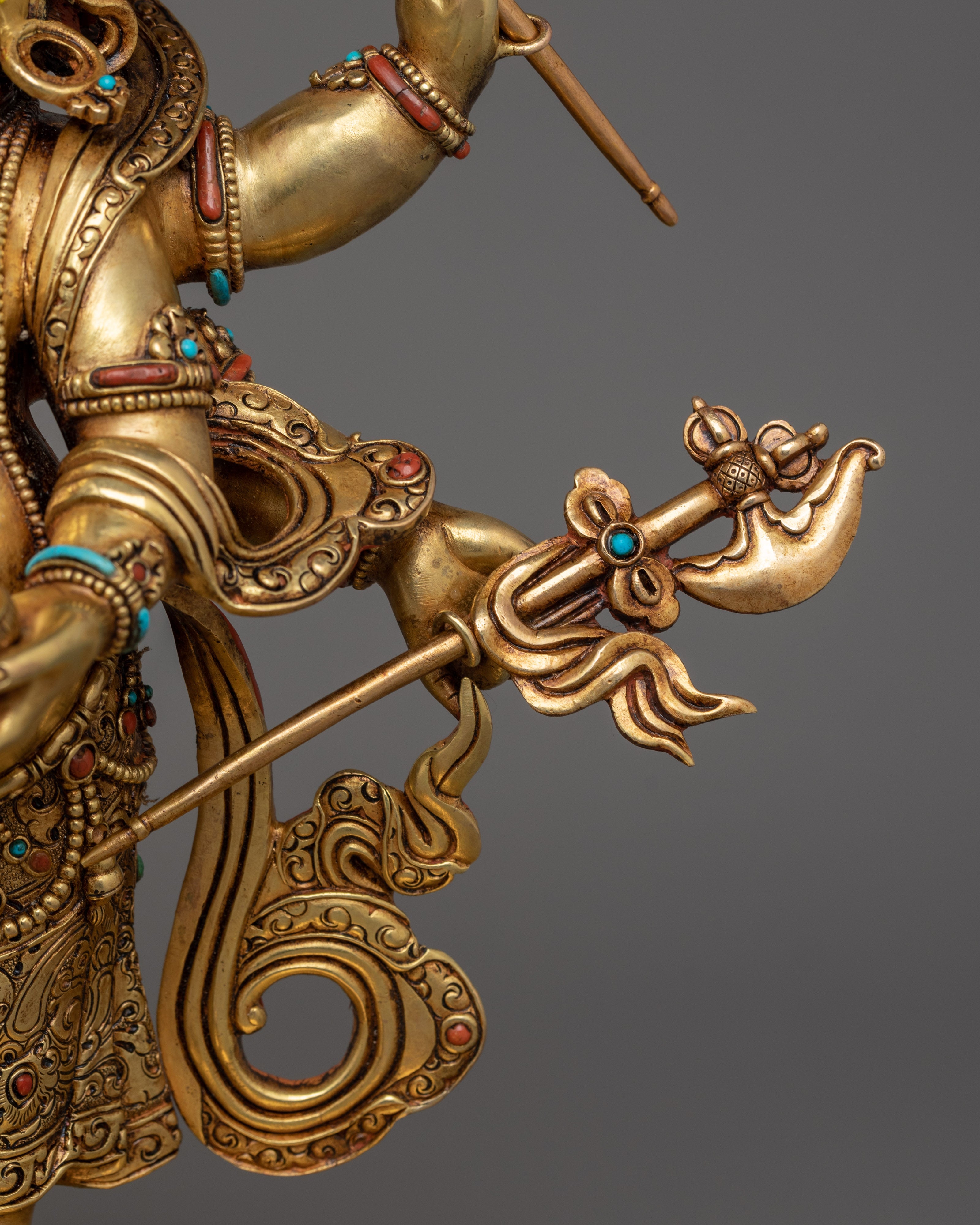 Golden White Mahakala Statue | Tibetan Sculpture