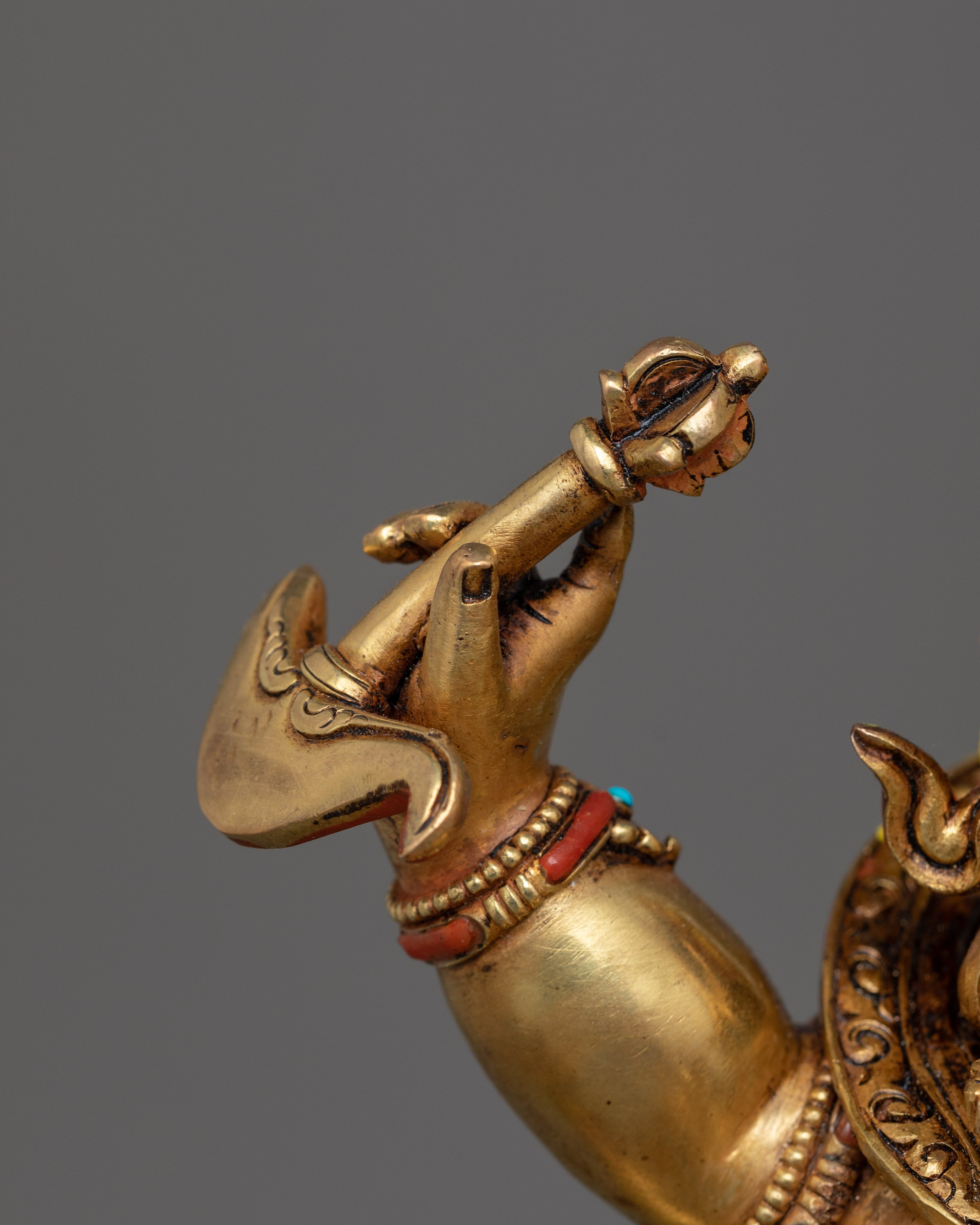 Golden White Mahakala Statue | Tibetan Sculpture