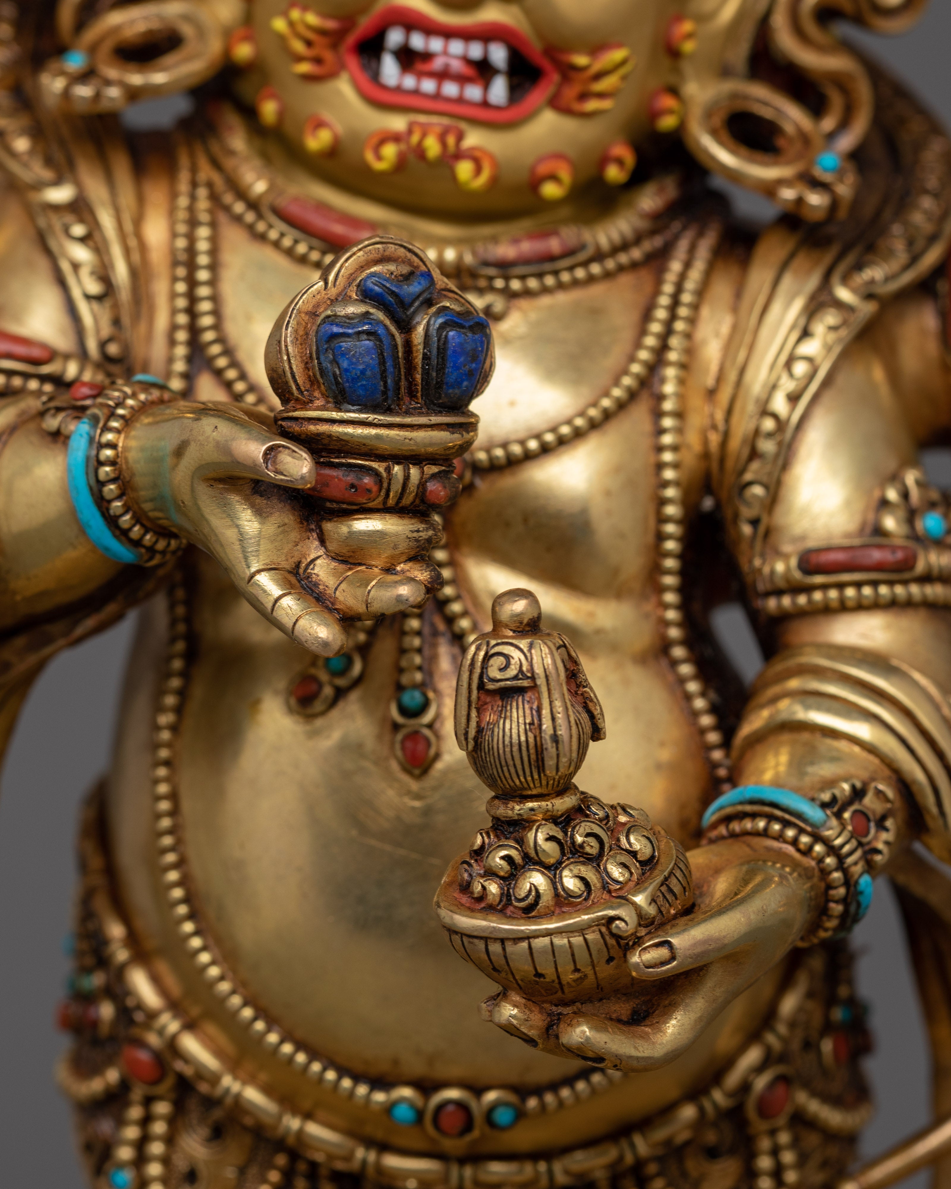 Golden White Mahakala Statue | Tibetan Sculpture