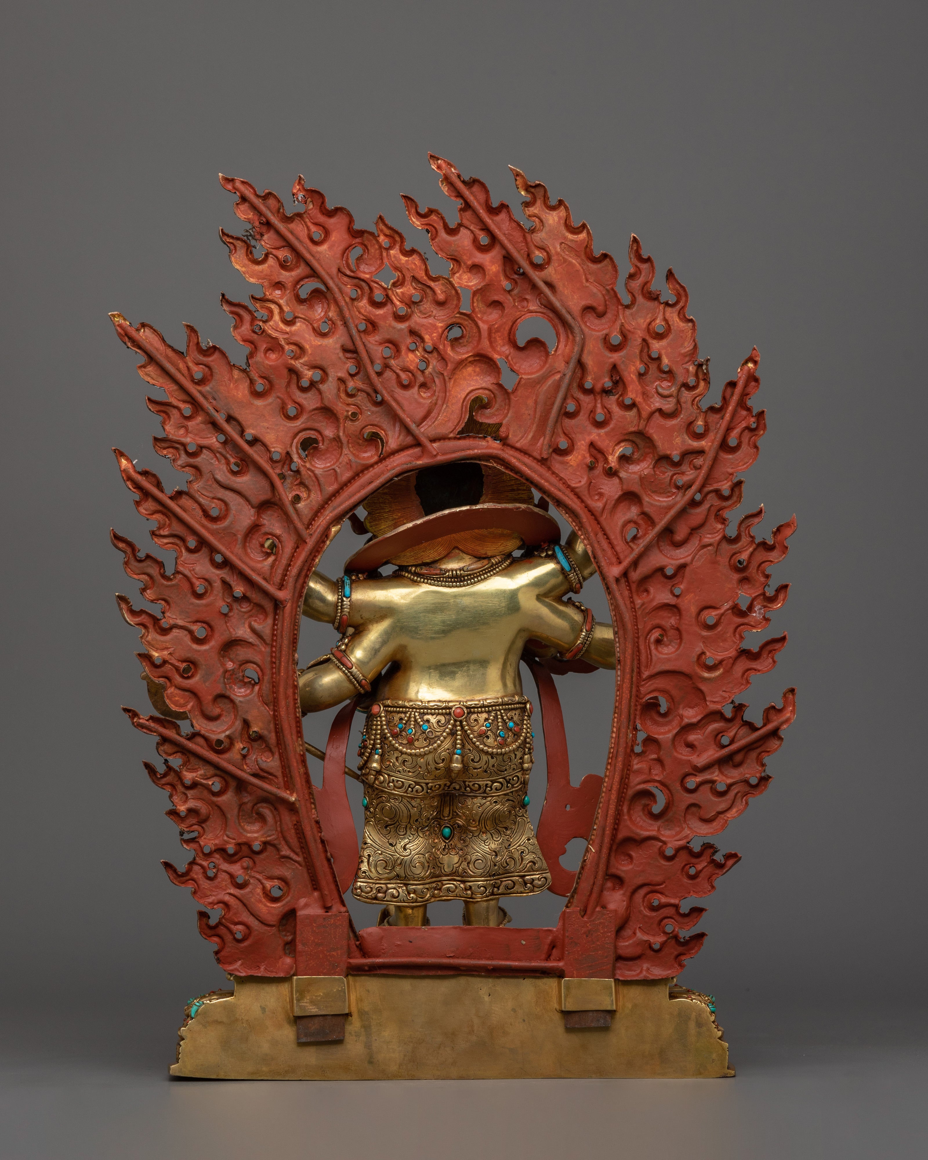 Golden White Mahakala Statue | Tibetan Sculpture