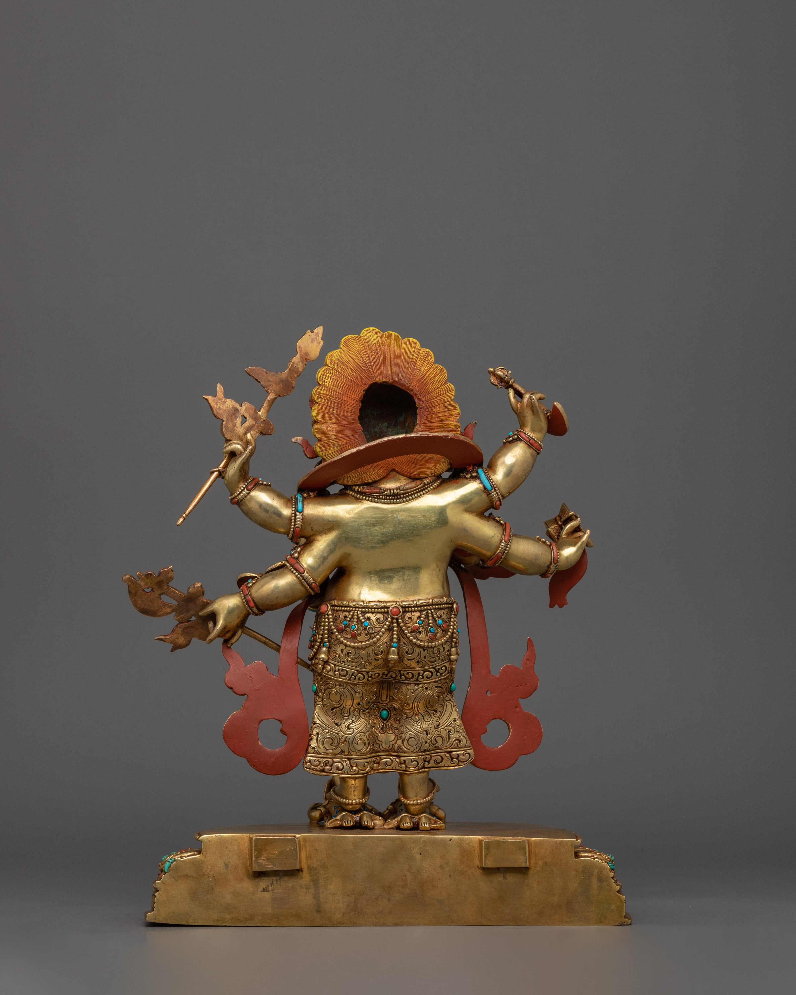 Golden White Mahakala Statue | Tibetan Sculpture