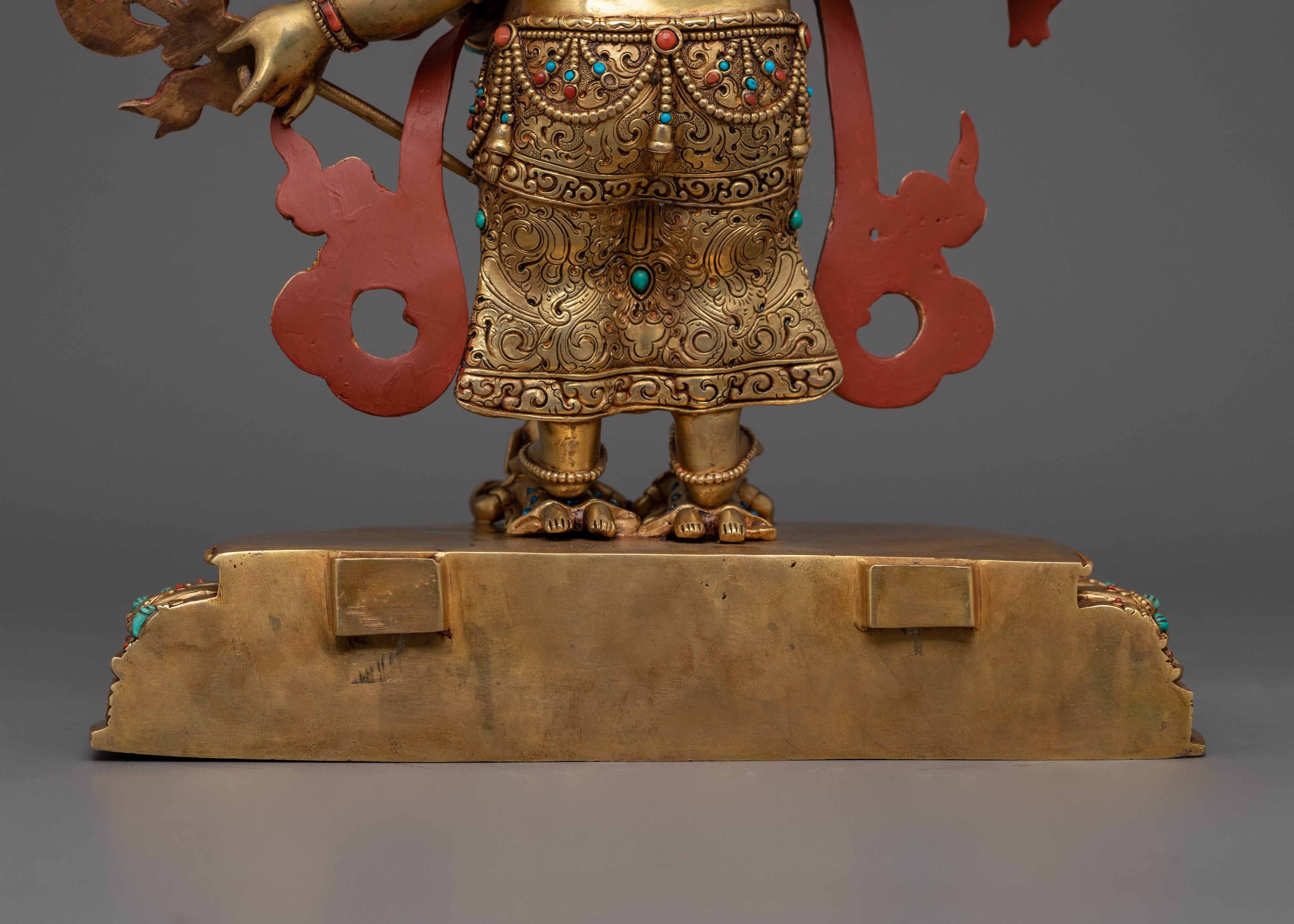 Golden White Mahakala Statue | Tibetan Sculpture