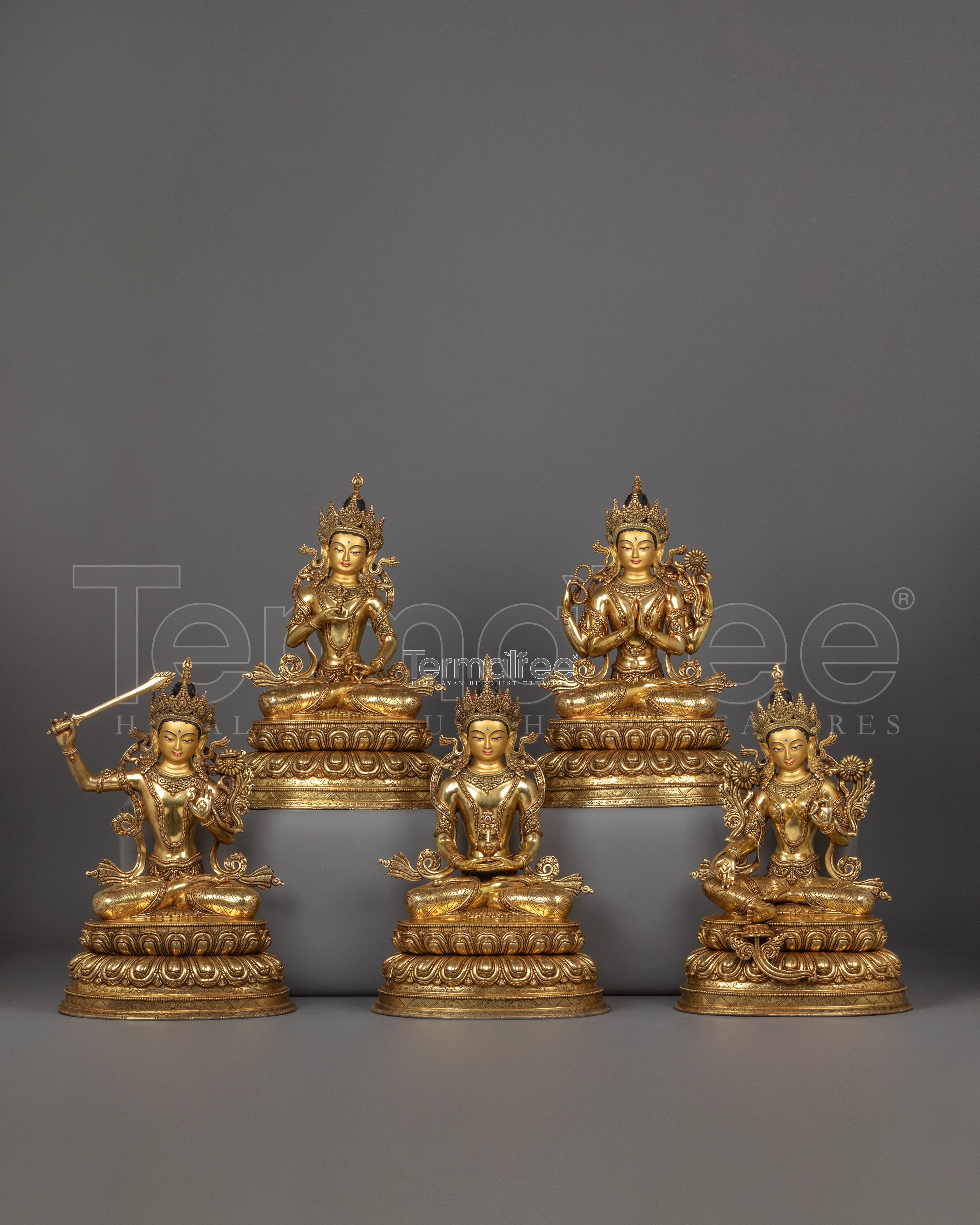 Beautiful Five Bodhisattva Set Statue | Historical Five Buddha at one Frame