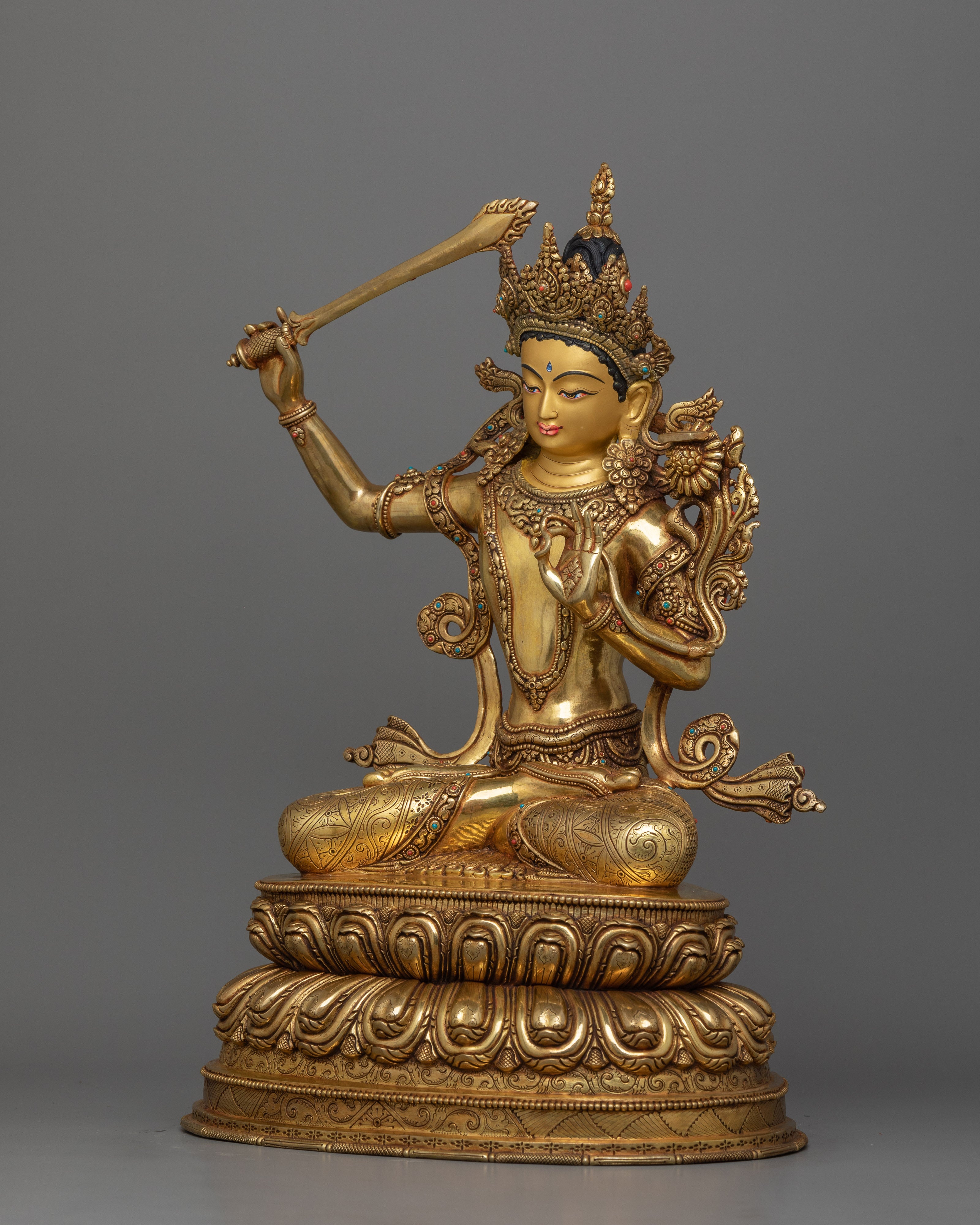 Tibetan Deity Manjughosa Sculpture | God of Wisdom, Knowledge and Enlightenment