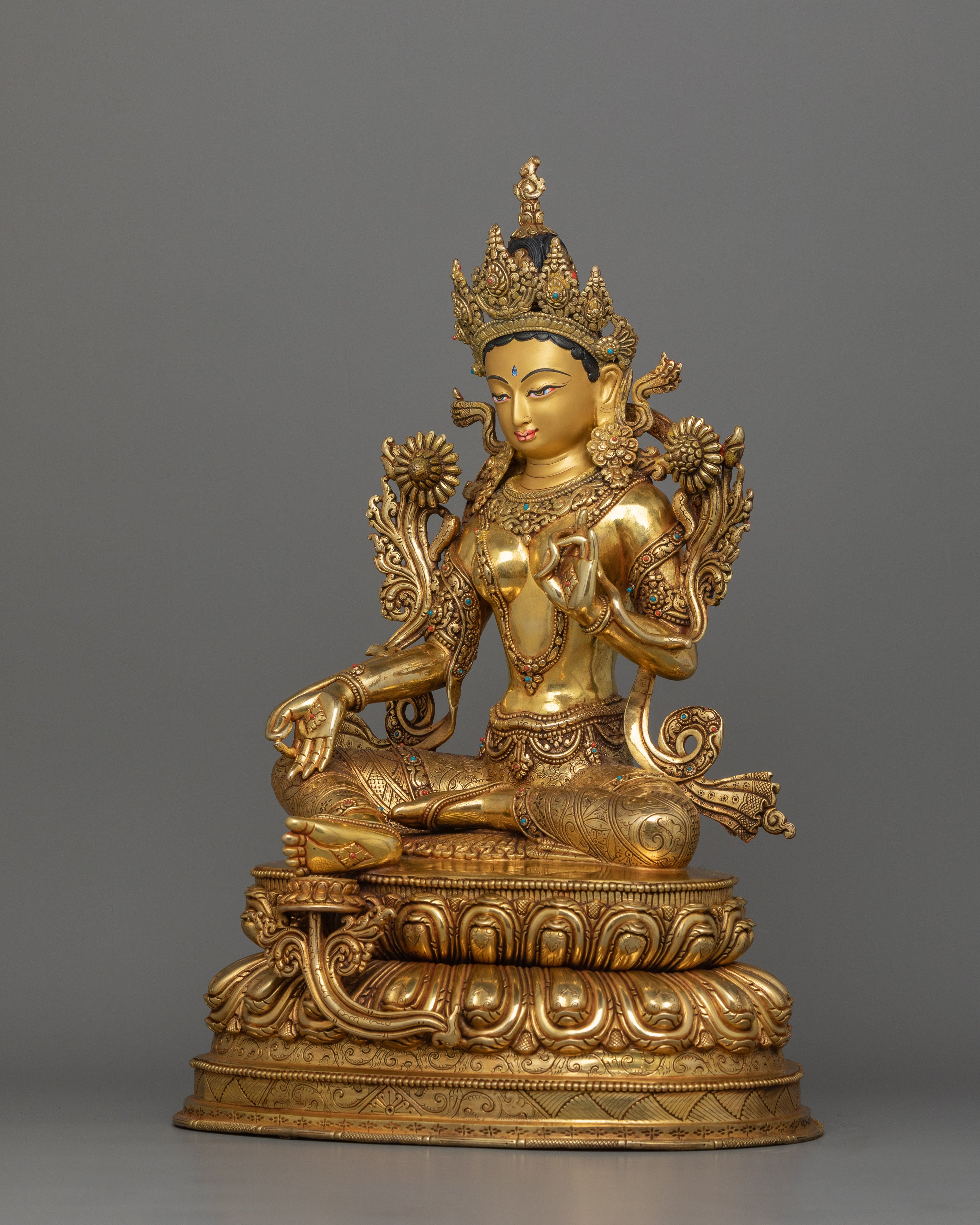 Green Tara Himalayan Statue | Himalayan Spiritual Artwork