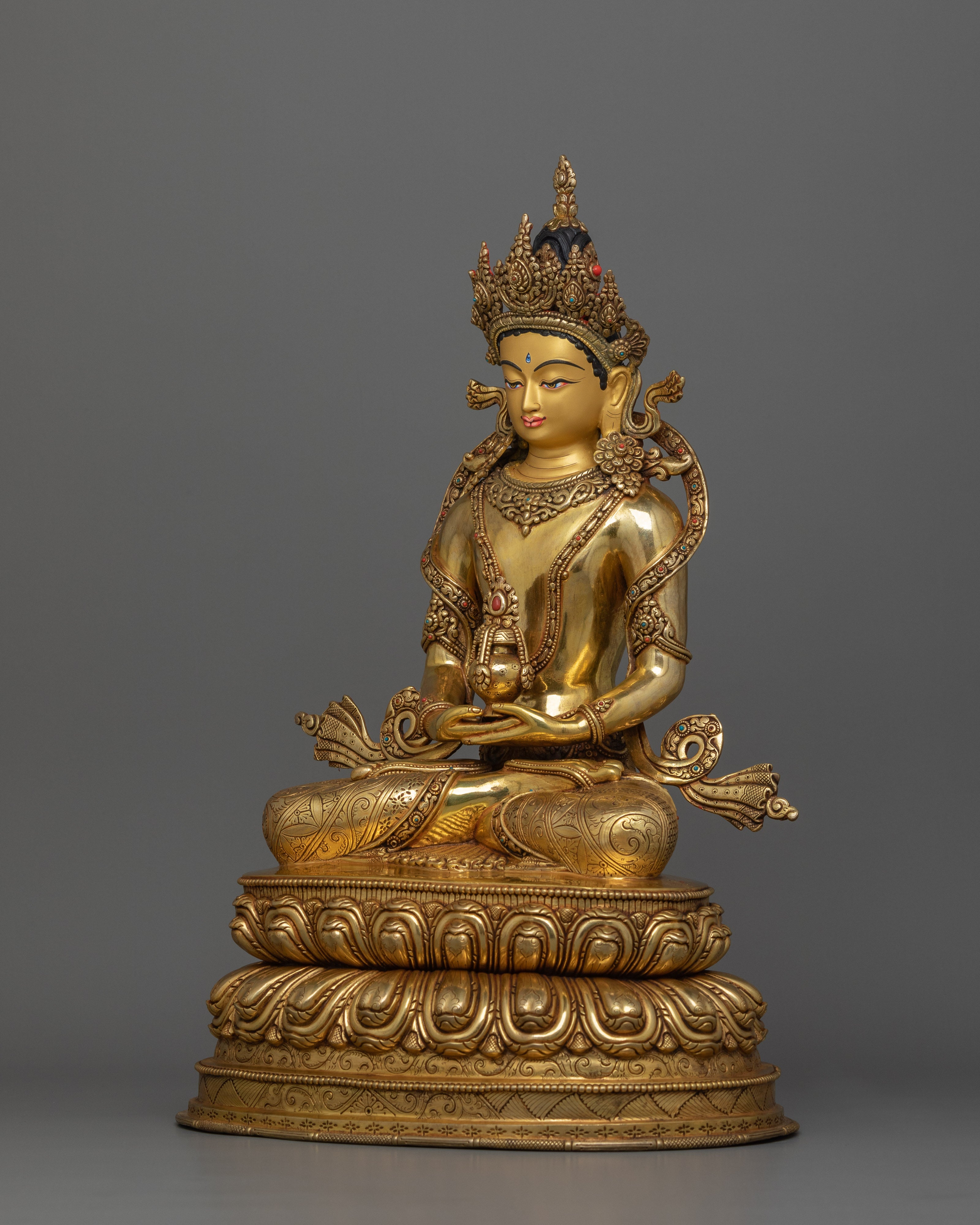 Handmade Figurine of Tibetan Buddhist Amitayus | The Path to Spiritual Enlightenment