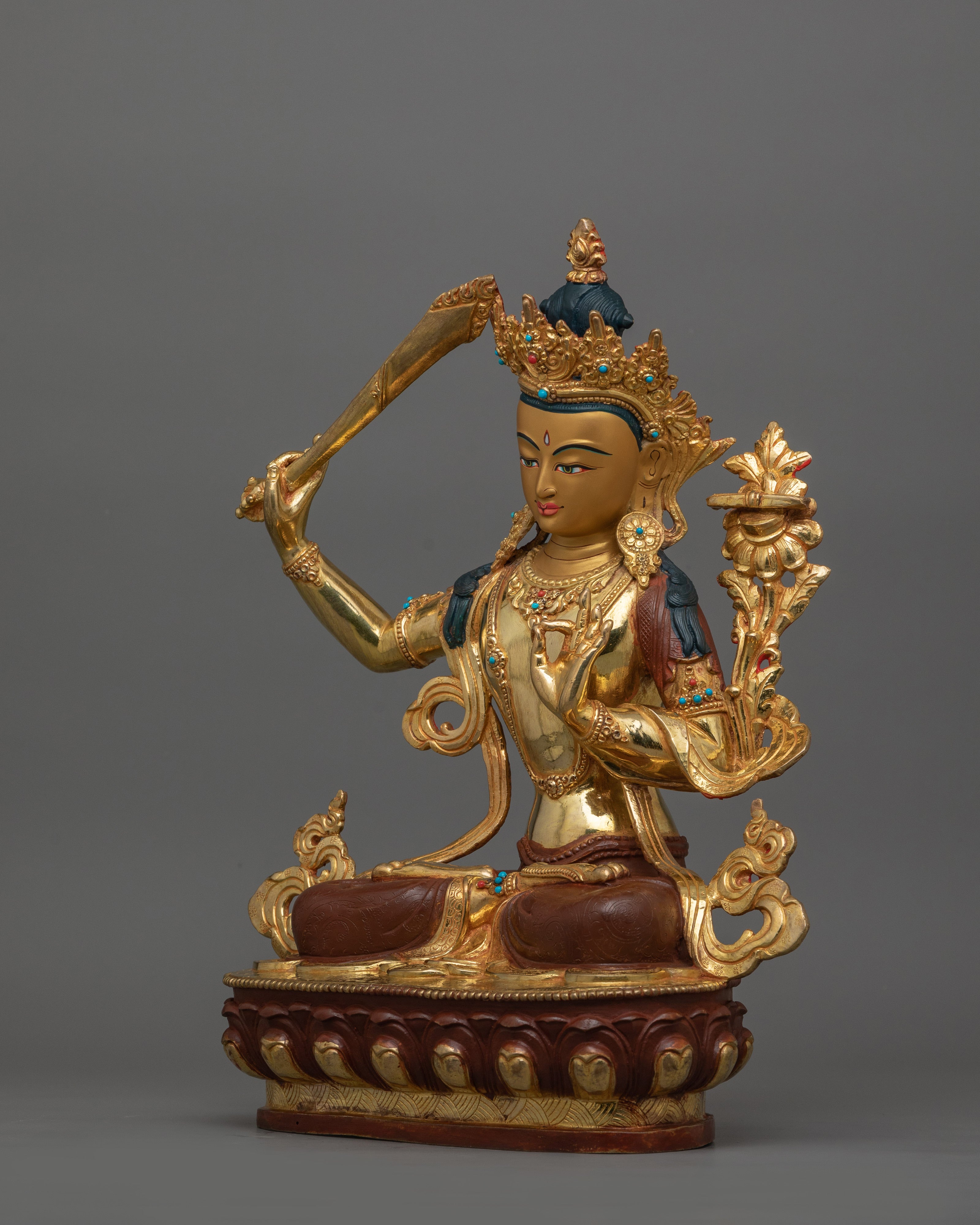 Historical Wisdom Deity Manjushri Statue | Enlightened Protector of Knowledge