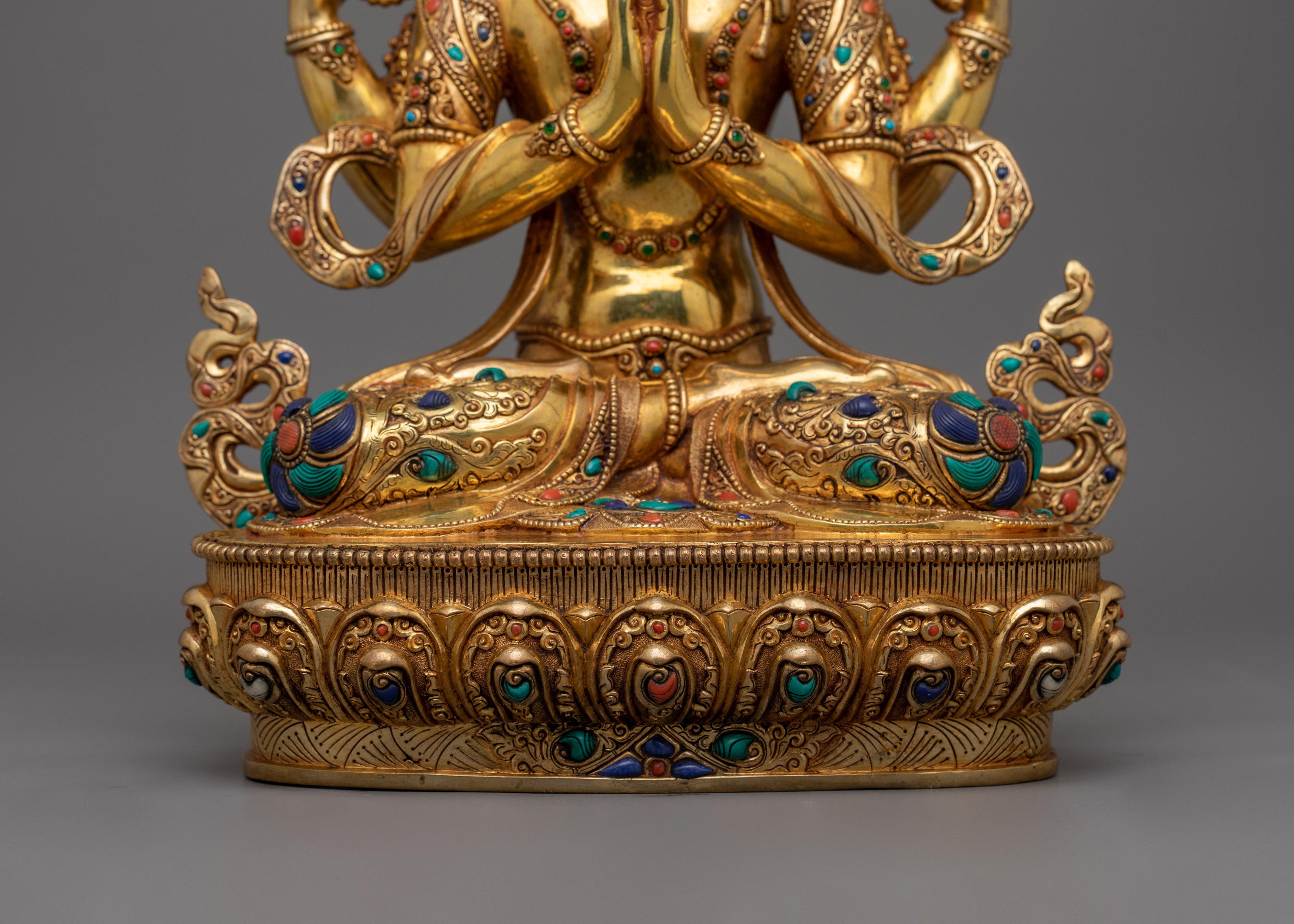 Bodhisattva Chenrezig 14.6 Inches Statue | Four Armed Avalokiteshvara Sculpture