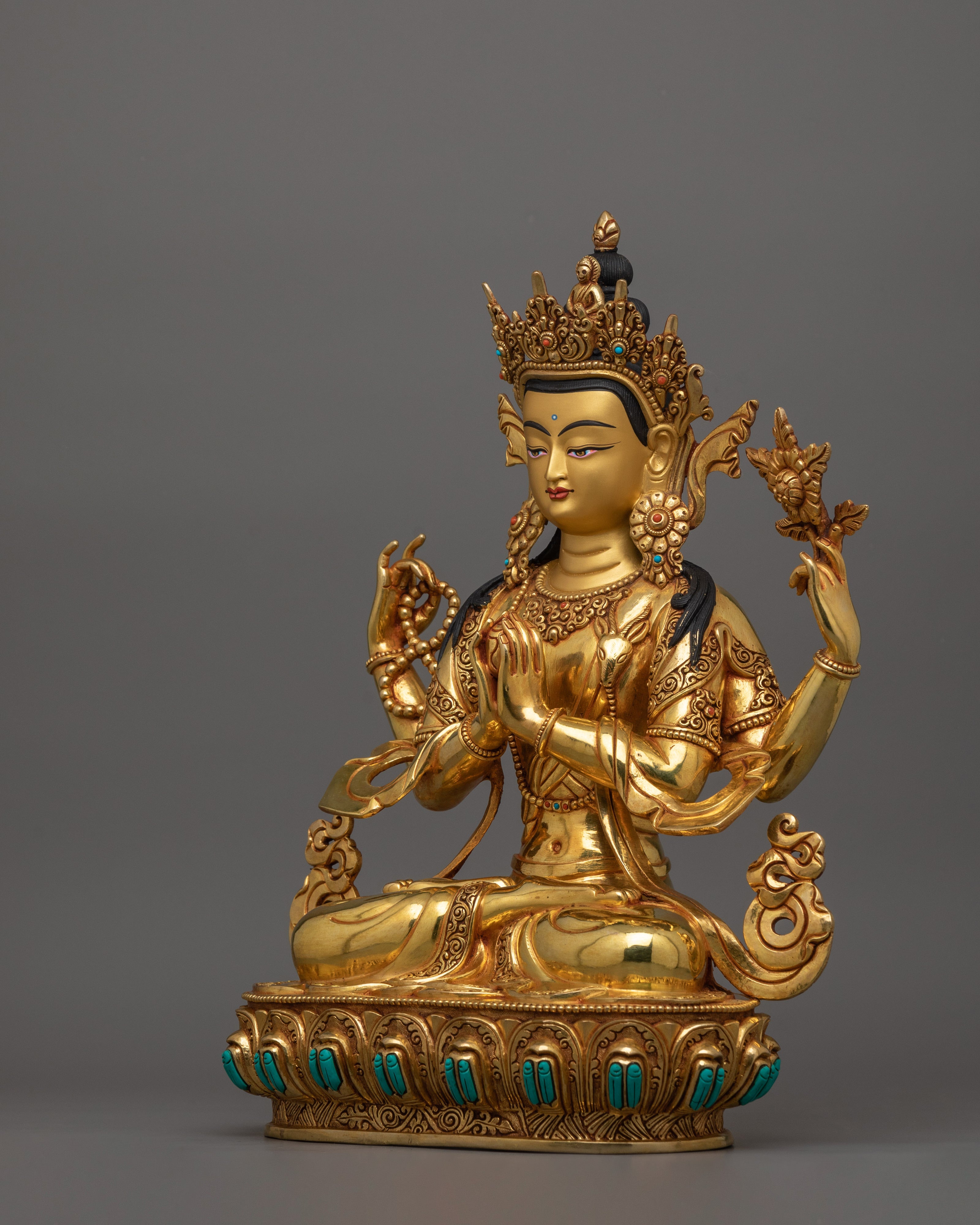 Bodhisattva of Compassion Chenresig Sculpture | Traditional Nepalese Artwork