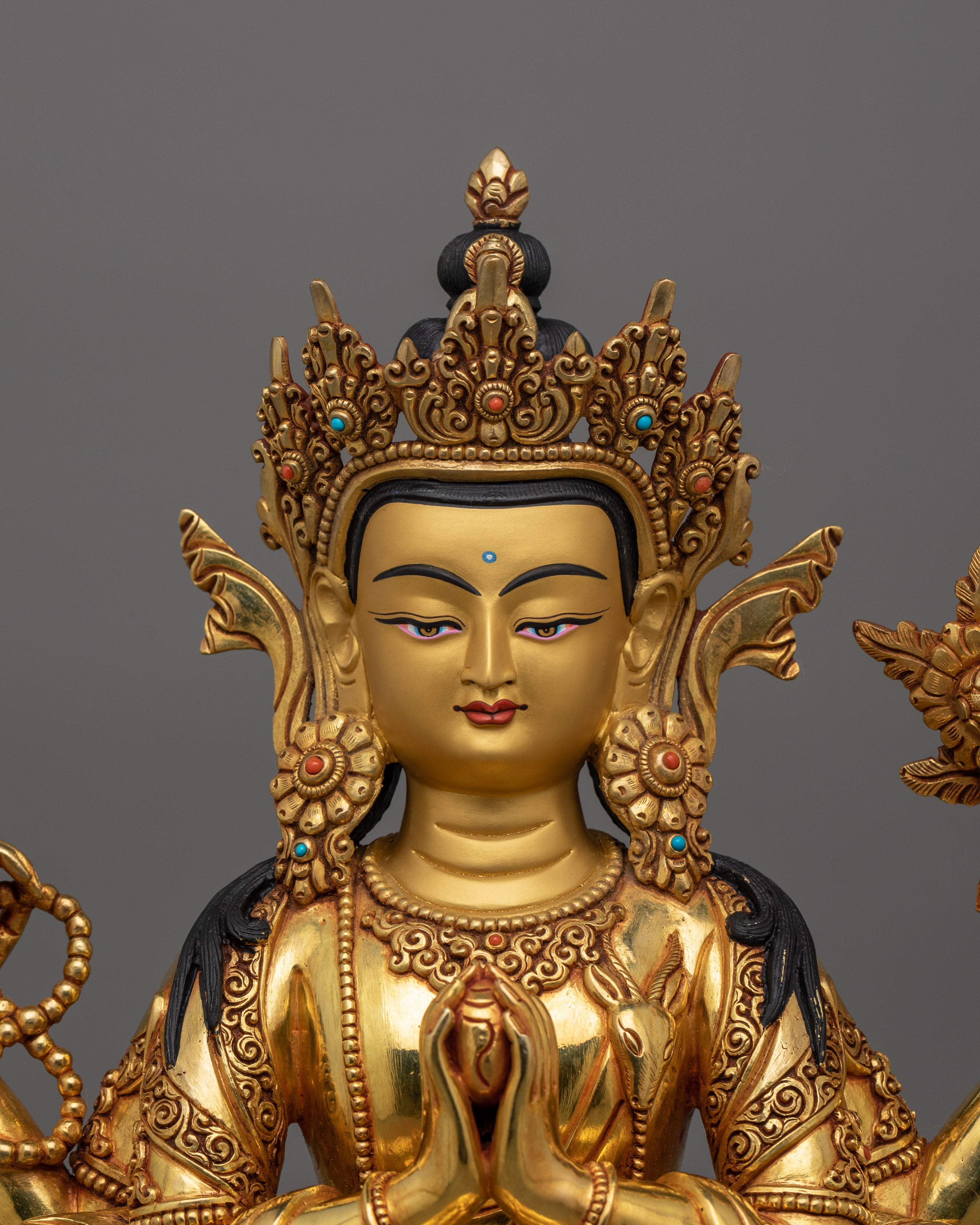 Bodhisattva of Compassion Chenresig Sculpture | Traditional Nepalese Artwork