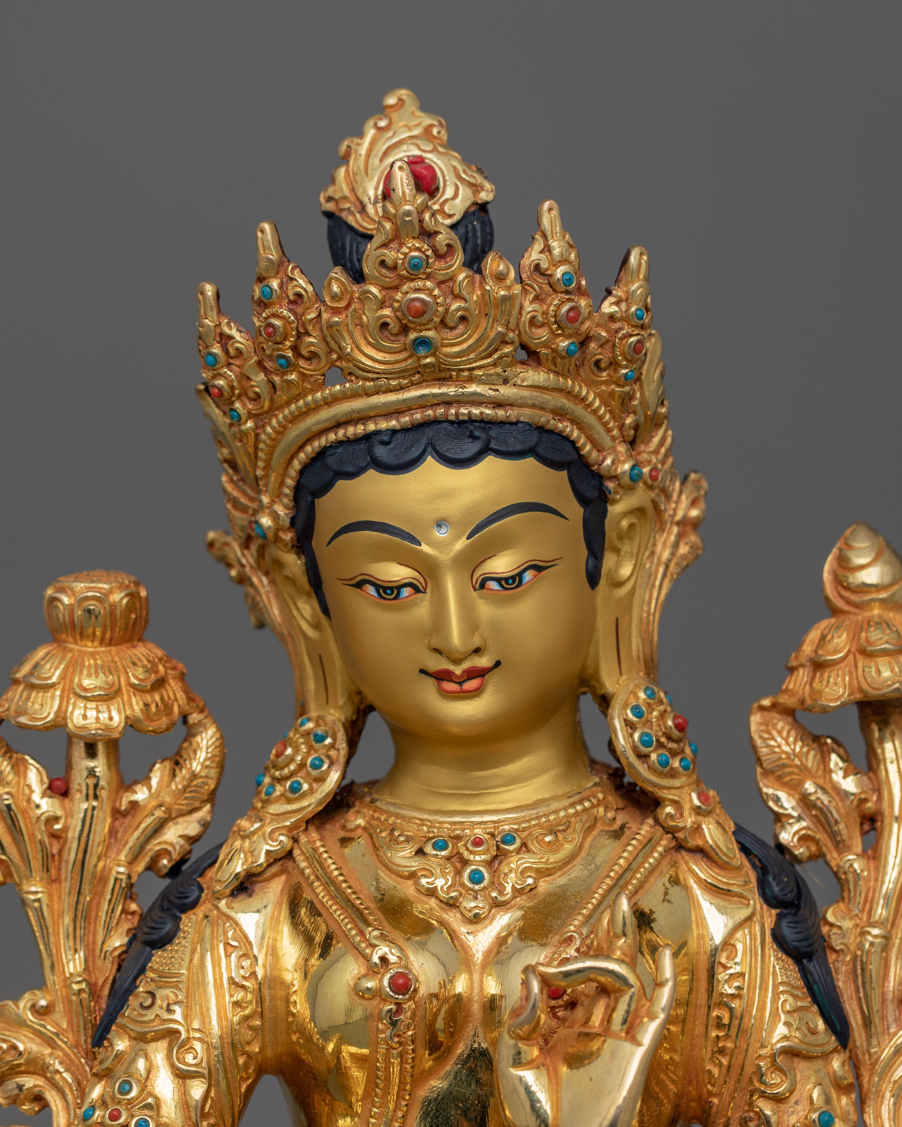 Himalayan Buddhist Goddess Green Tara Statue | Vajrayana Buddhism Deity