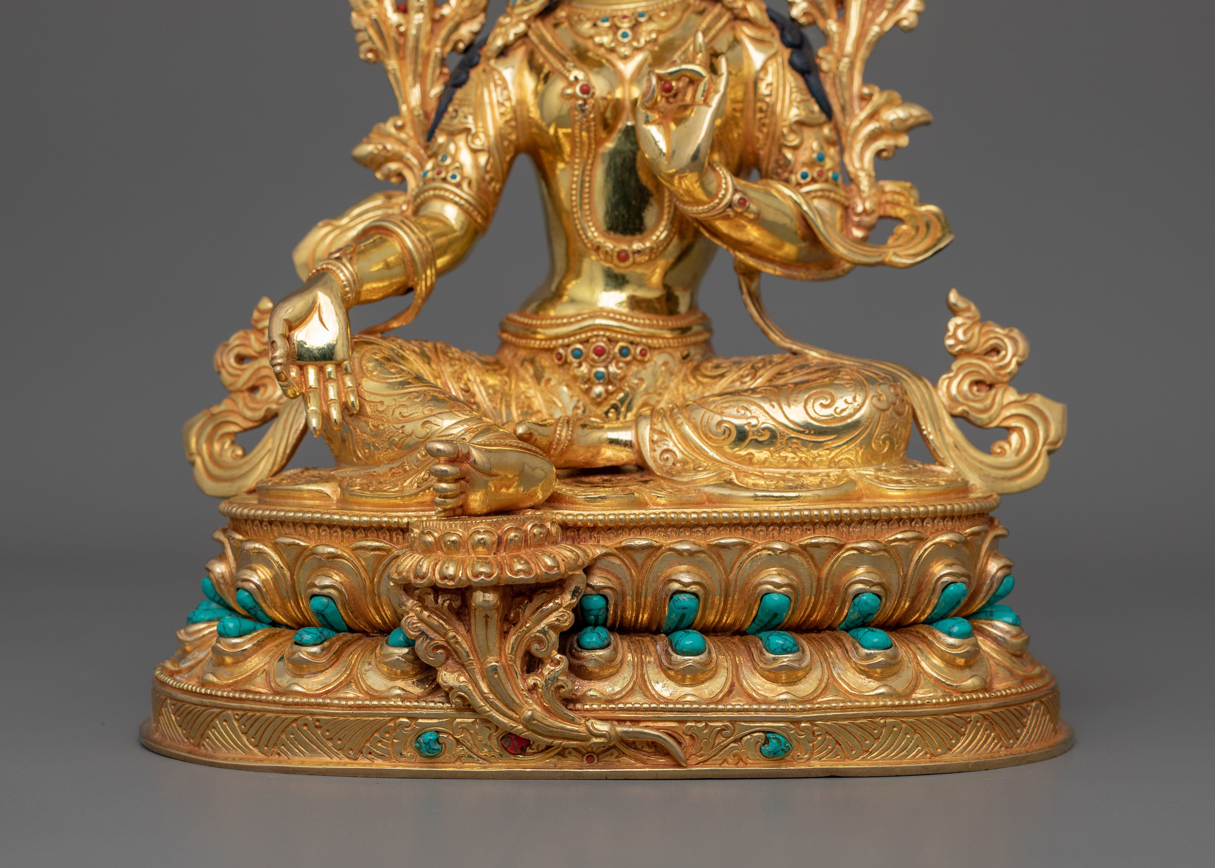 Himalayan Buddhist Goddess Green Tara Statue | Vajrayana Buddhism Deity