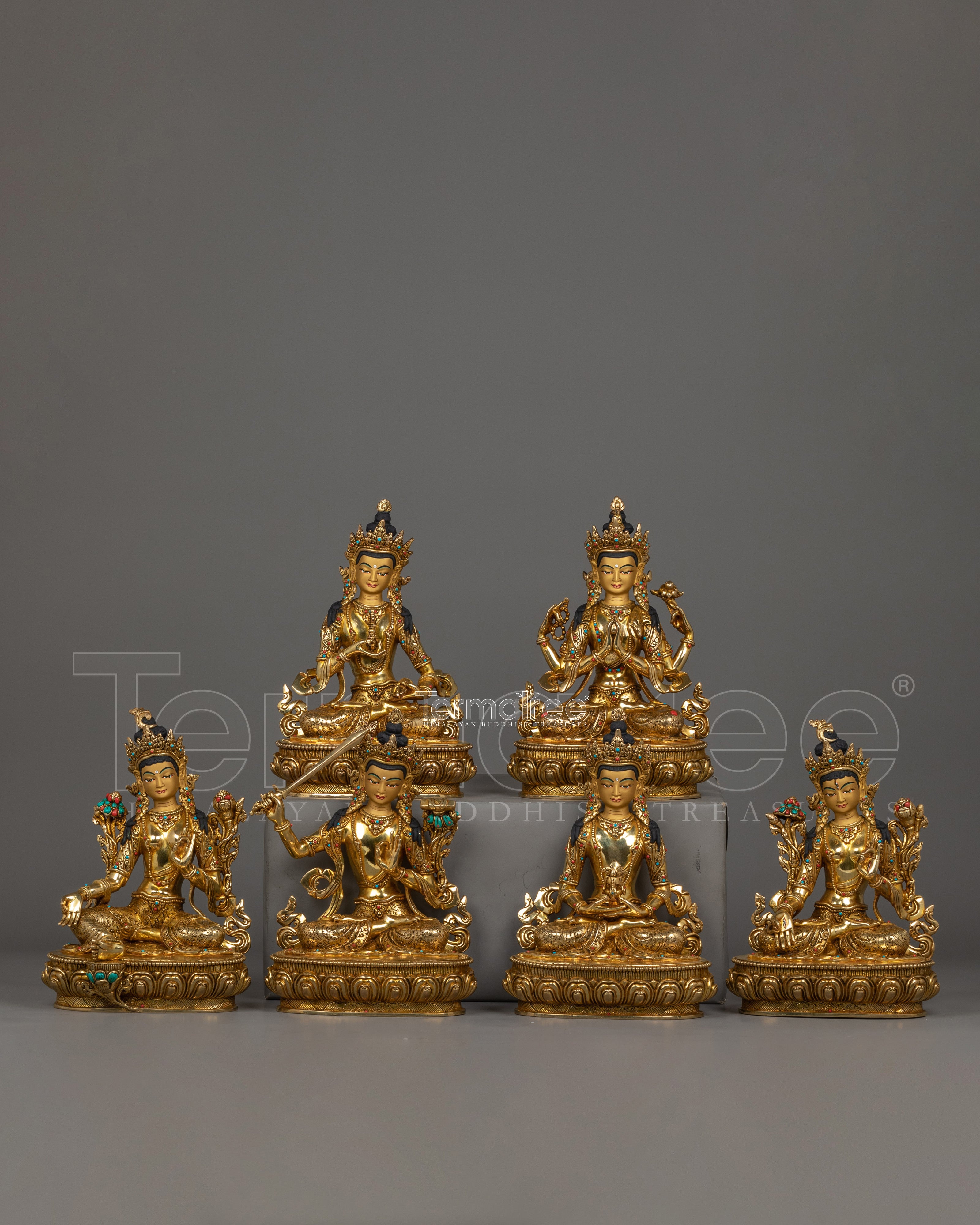 Six Bodhisattva Sculpture Set | Tibetan Bodhisattva of Wisdom and Compassion