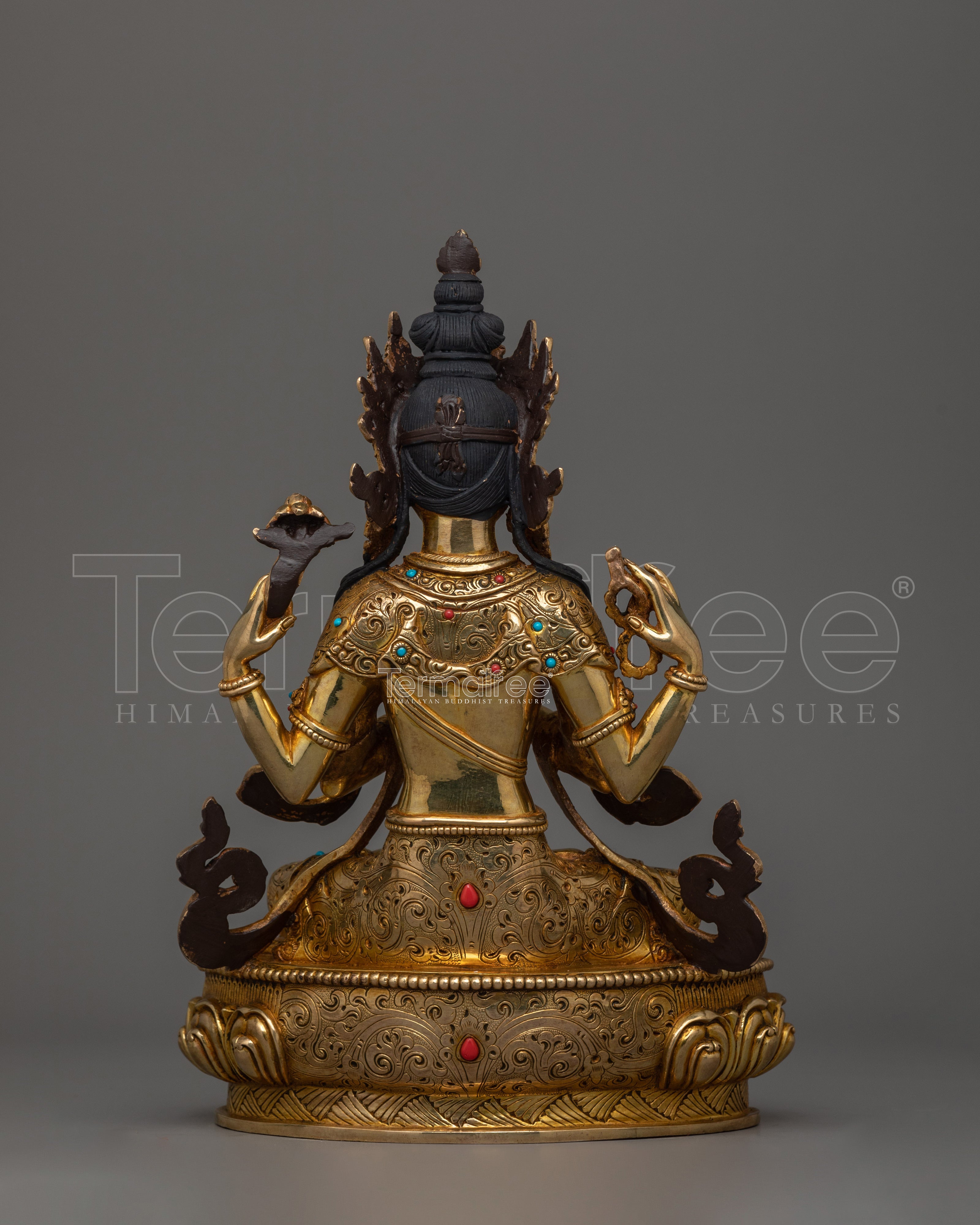 Infinite Compassion Deity Chenrezig Sculpture | Traditional Nepalese Artwork