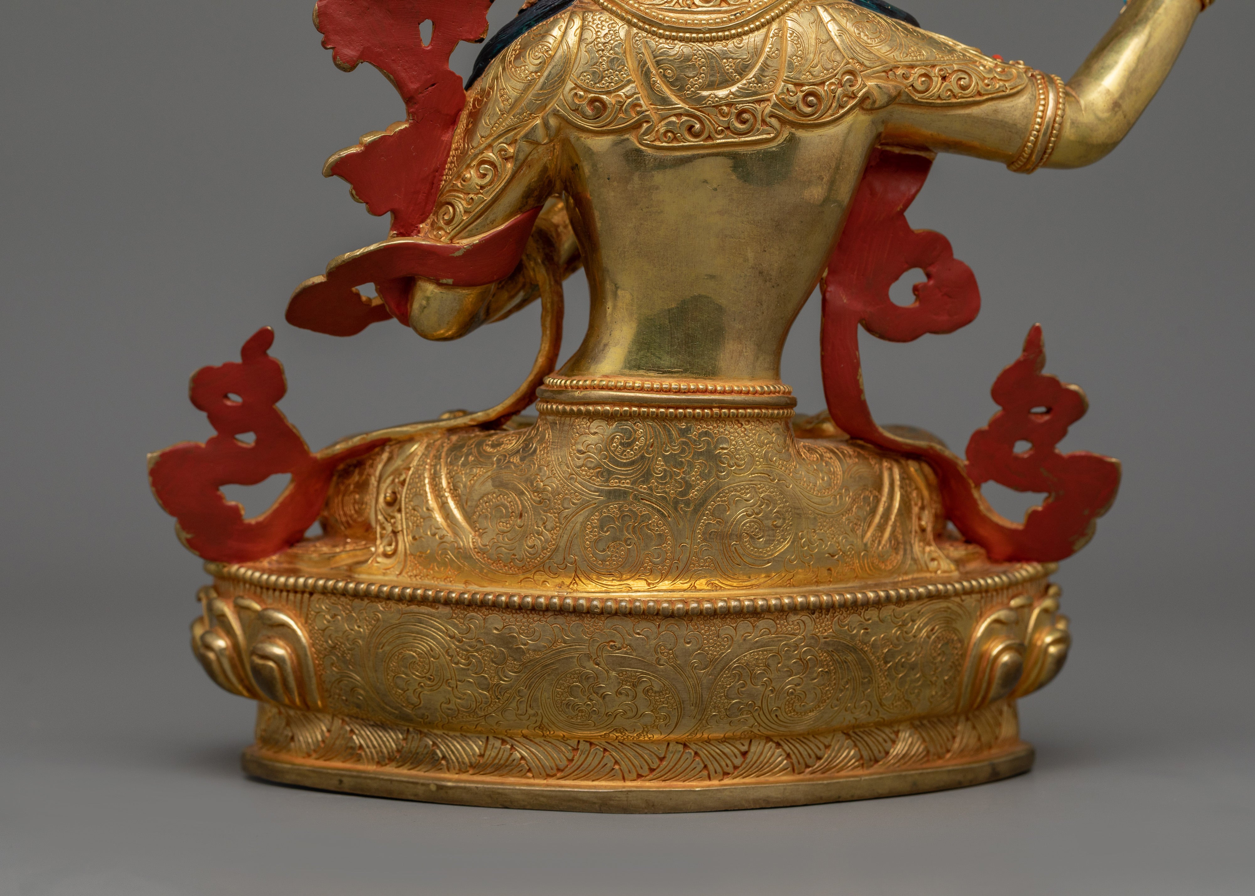 Historical Golden Manjushri Statue | Traditional Himalayan Art