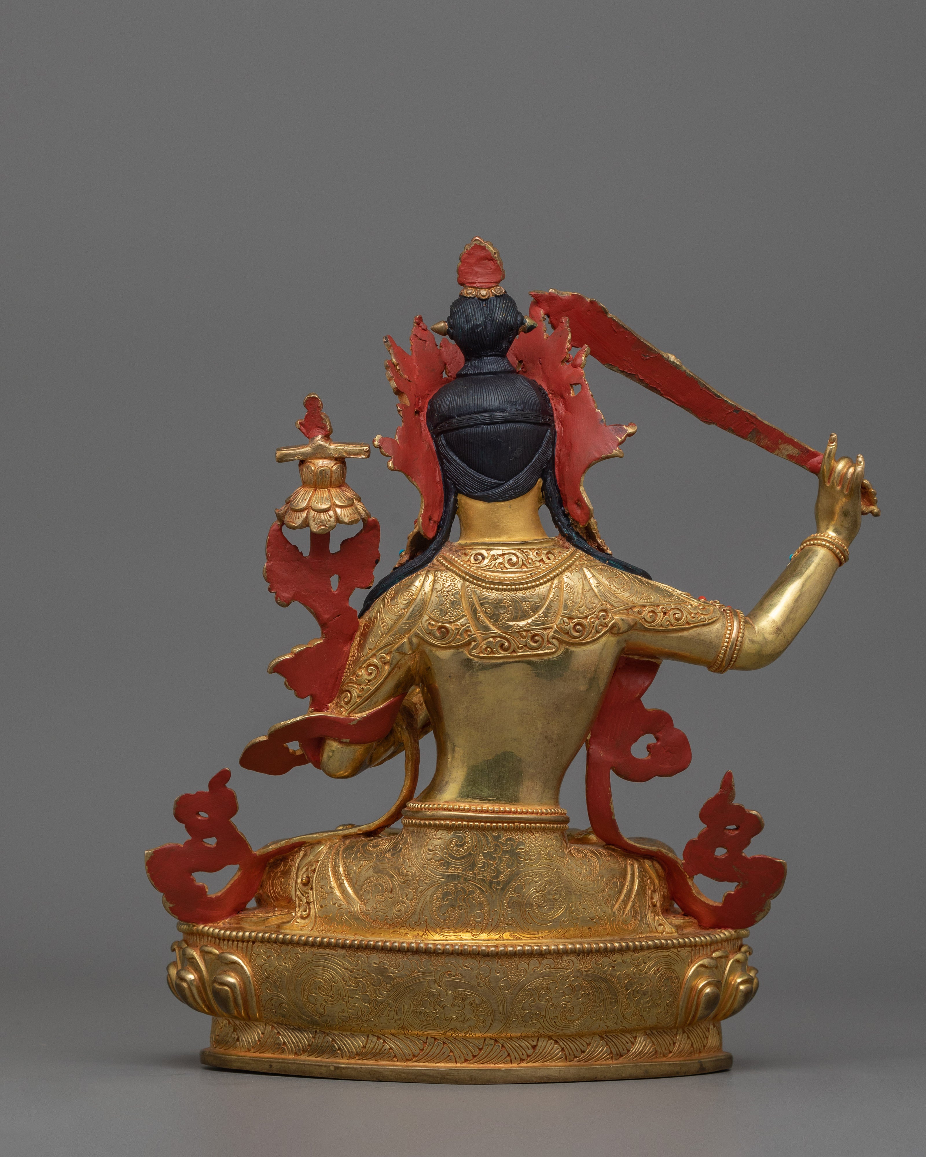 Historical Golden Manjushri Statue | Traditional Himalayan Art