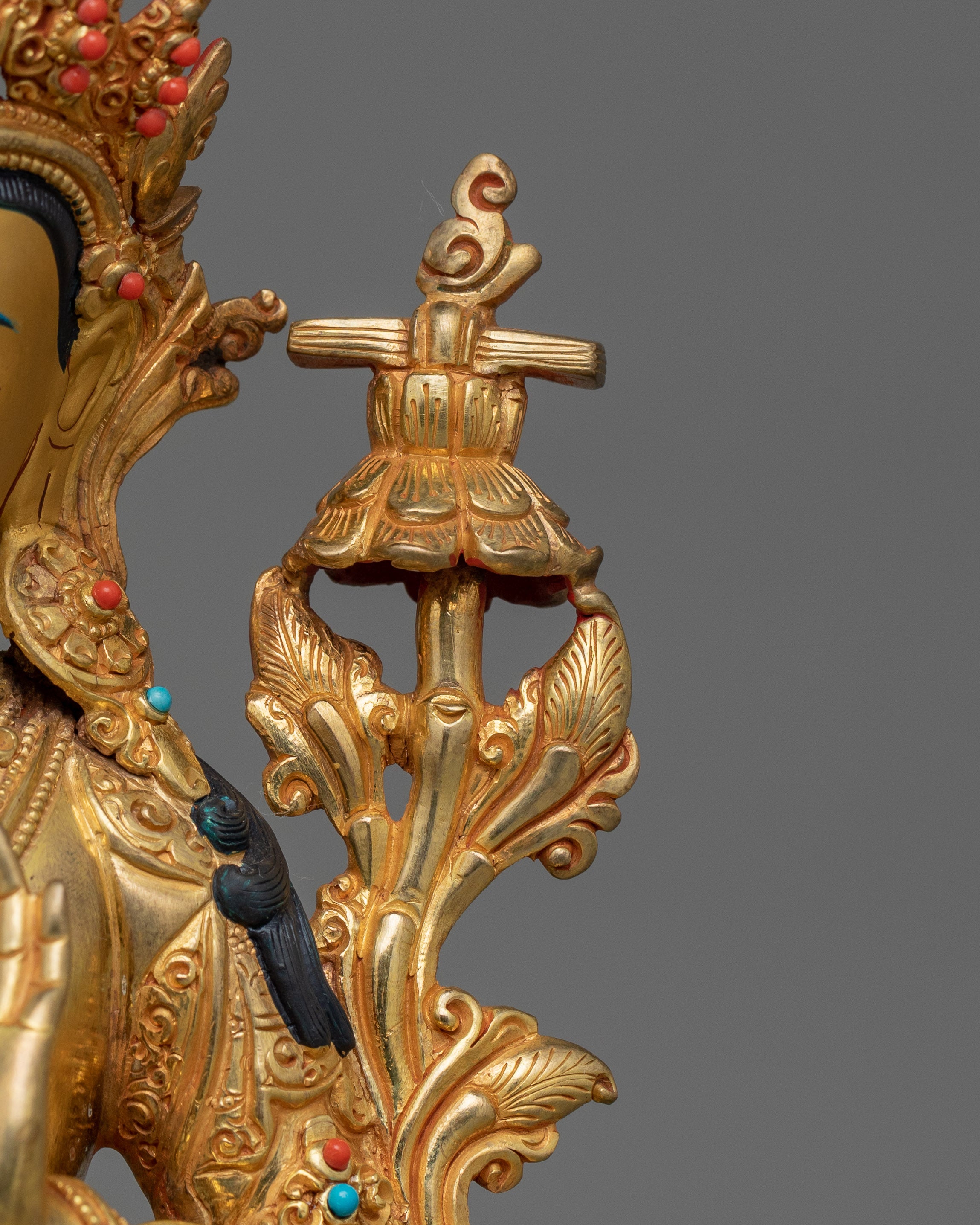 Historical Golden Manjushri Statue | Traditional Himalayan Art