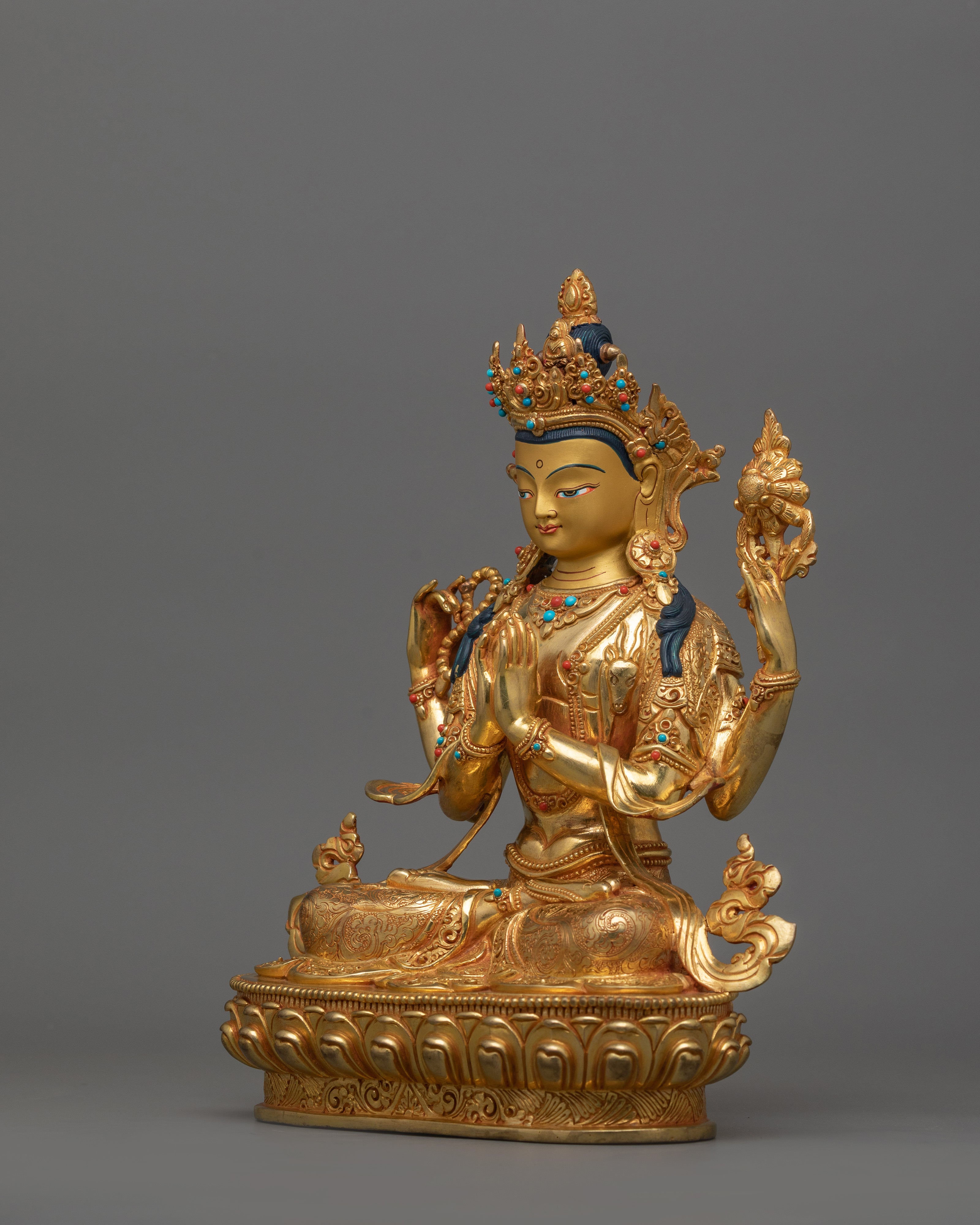 Handcrafted Four armed Chenrezig Statue | Also Known as Avalokiteshvara