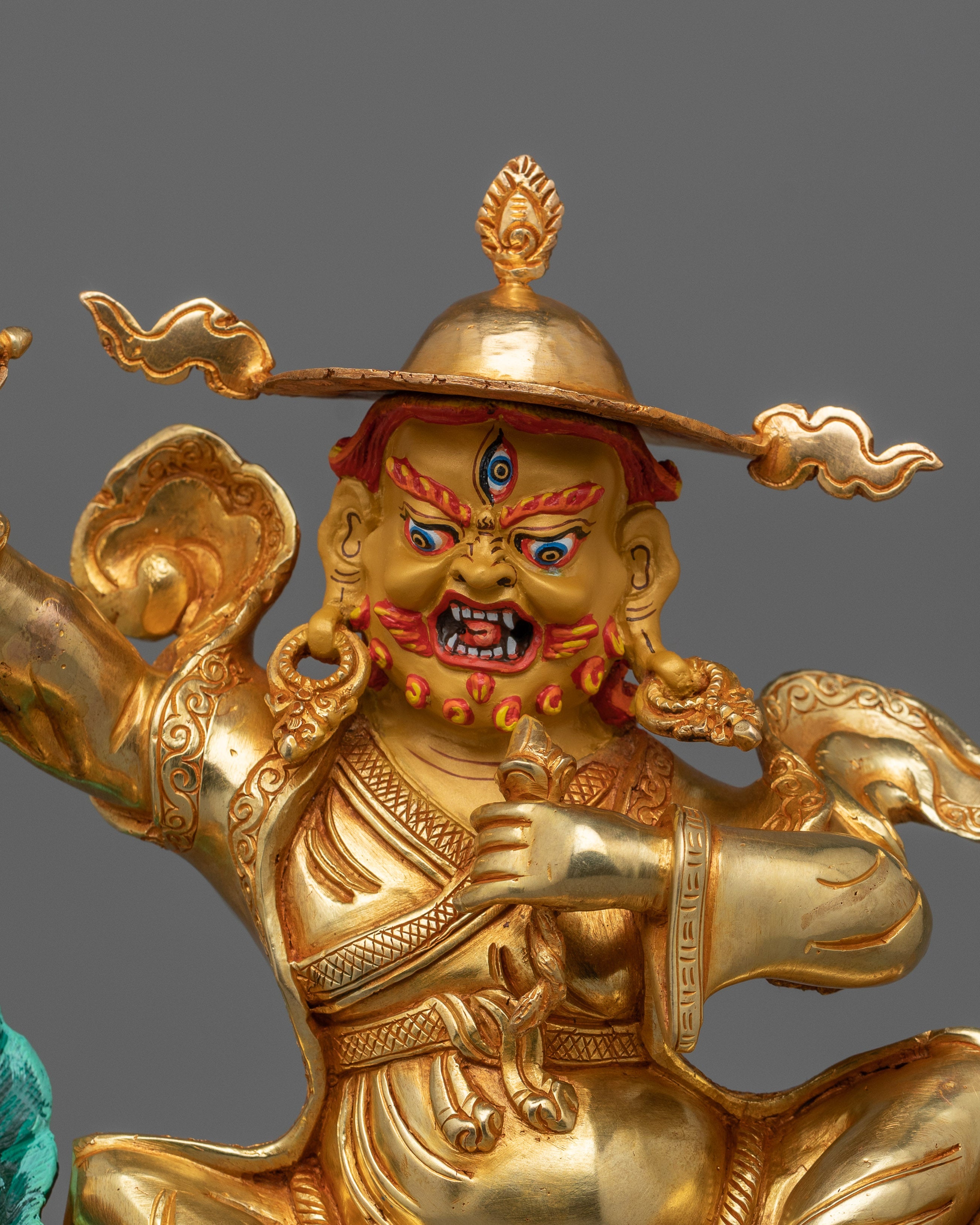 24K Gold Gilded Dorje Legpa Statue | The Nyingma Protector