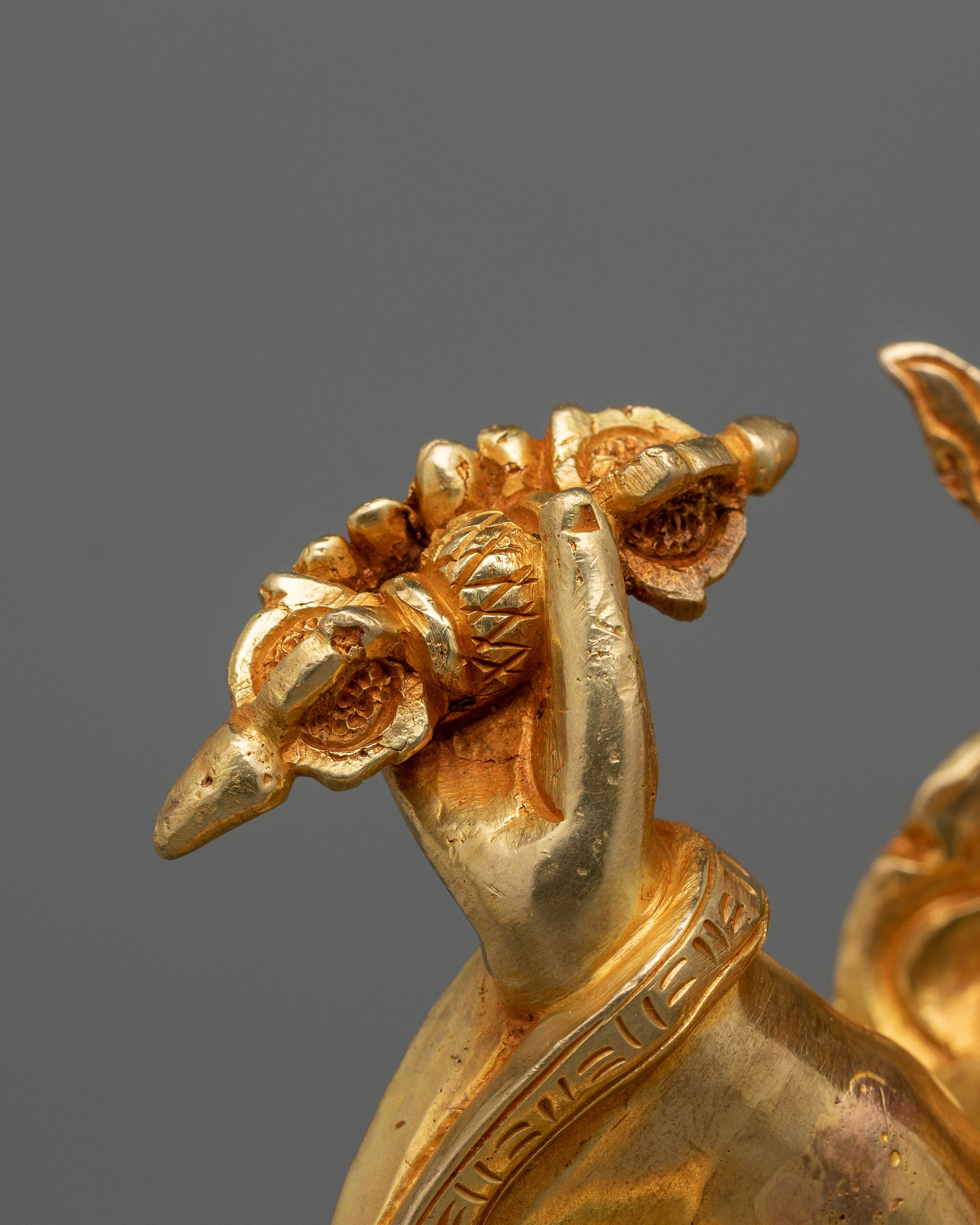 24K Gold Gilded Dorje Legpa Statue | The Nyingma Protector