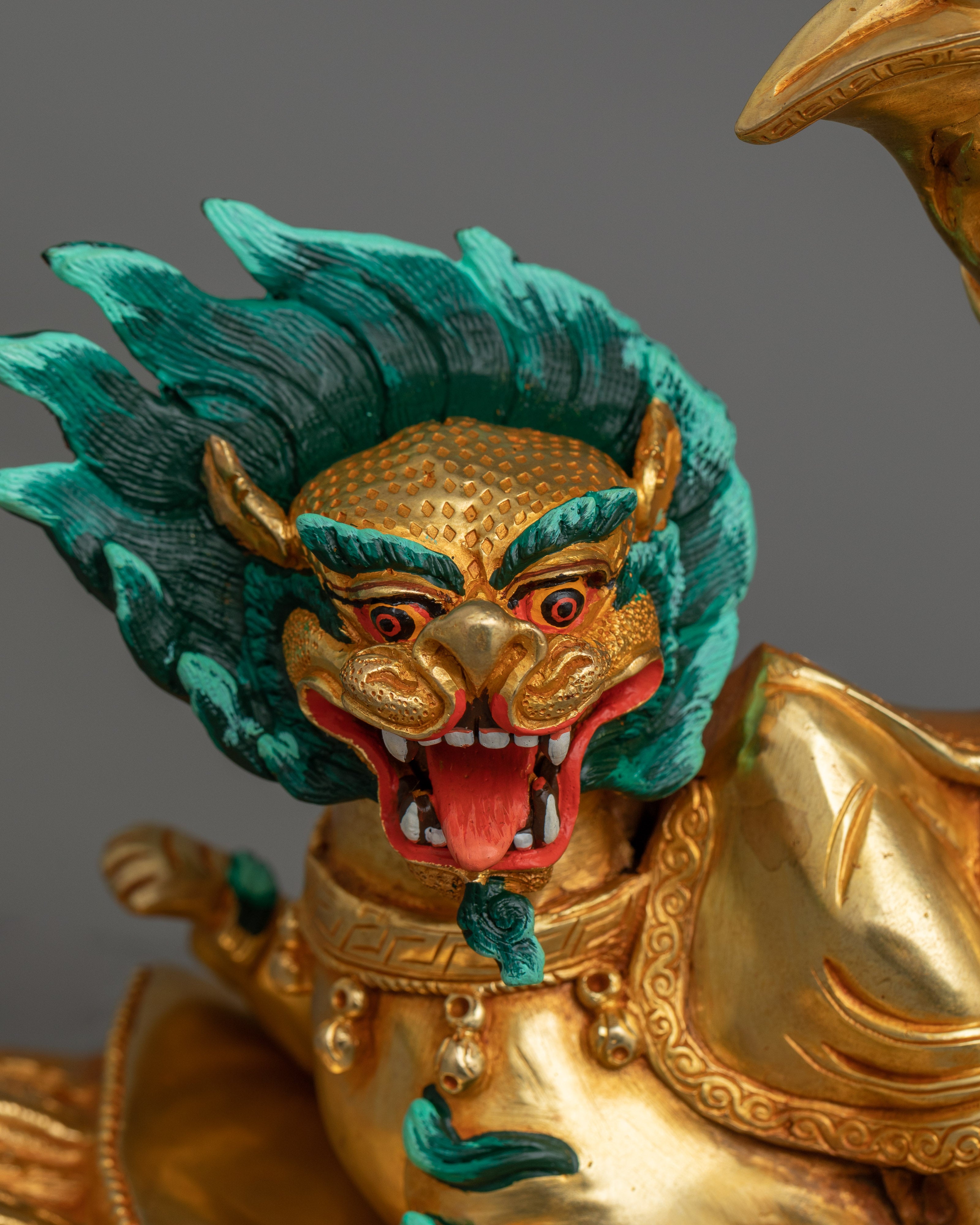24K Gold Gilded Dorje Legpa Statue | The Nyingma Protector