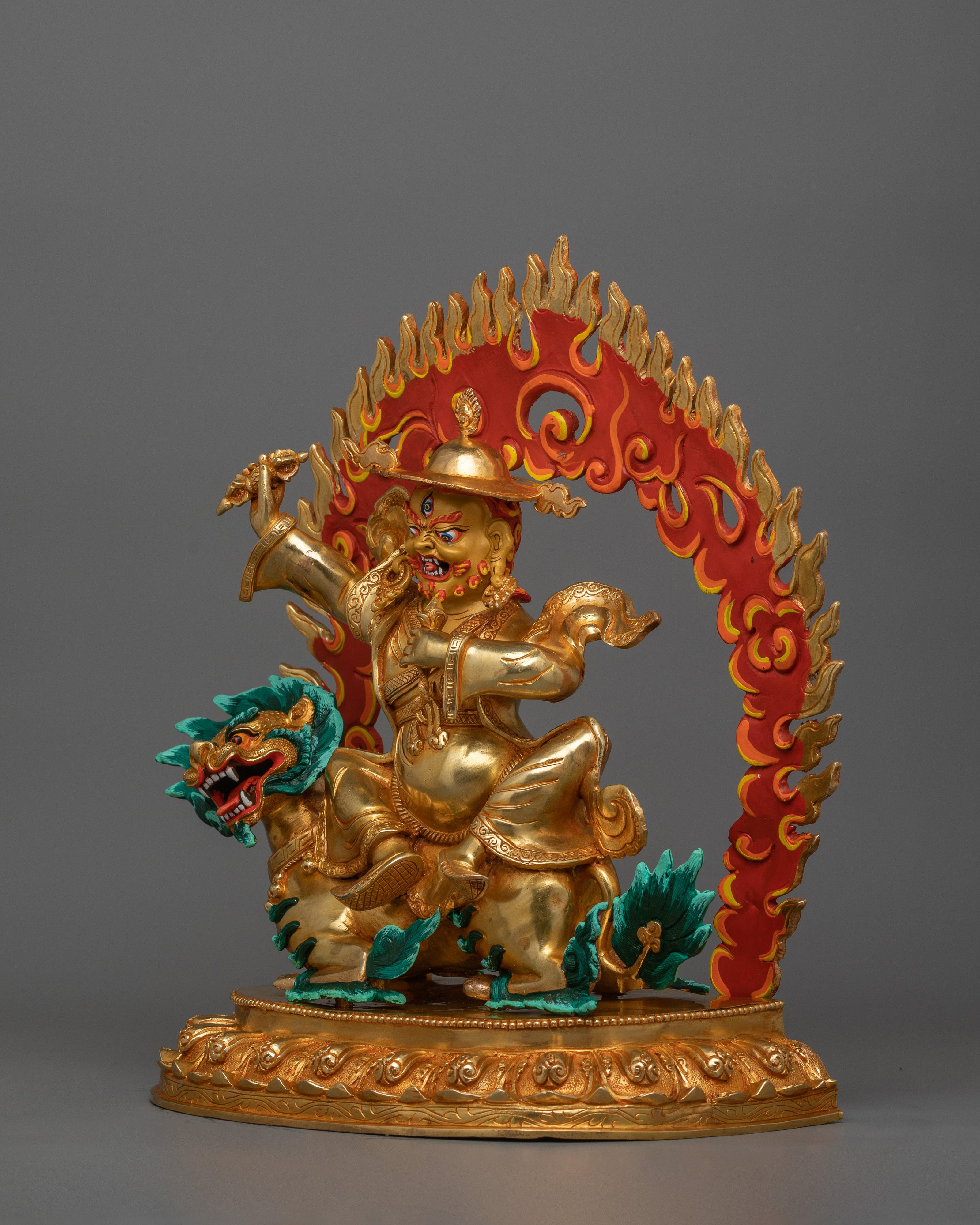 24K Gold Gilded Dorje Legpa Statue | The Nyingma Protector