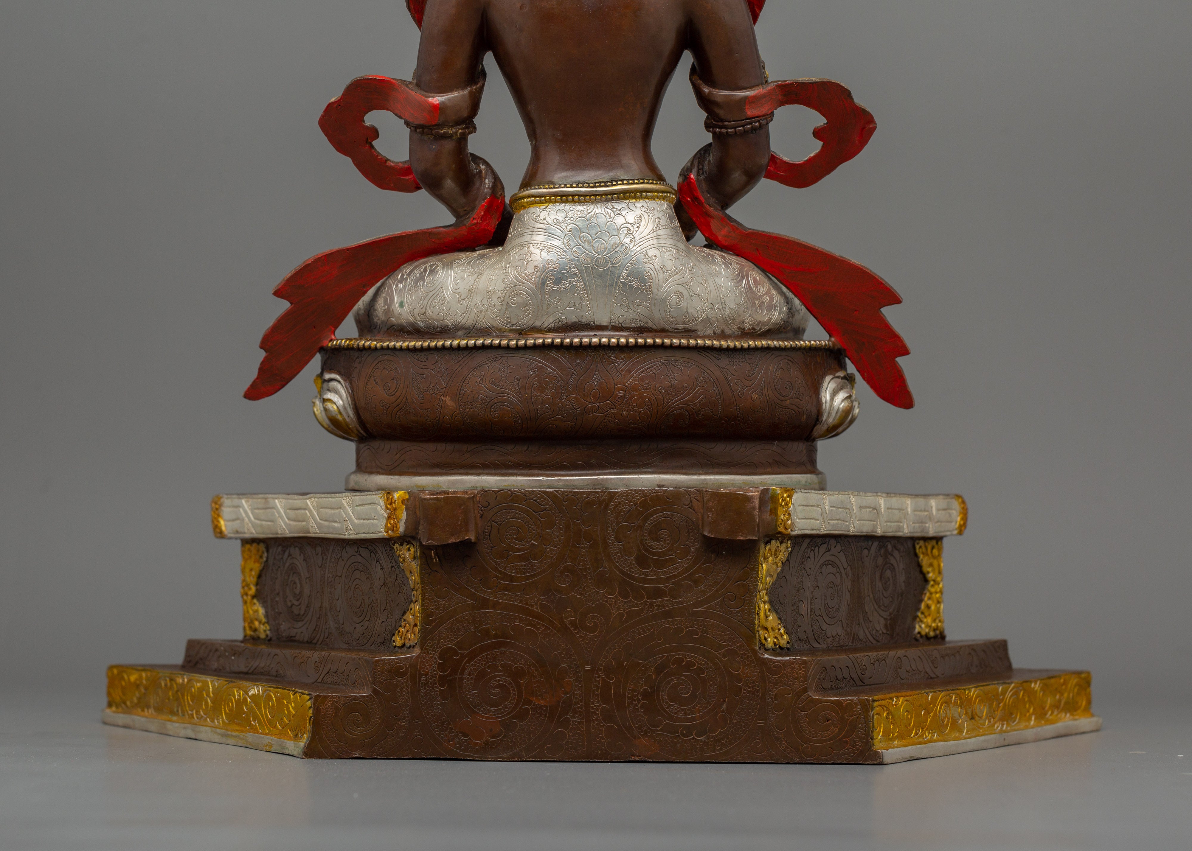 16.1 Inches Silver Plated Amitayus Statue | The Buddha of Infinite Life